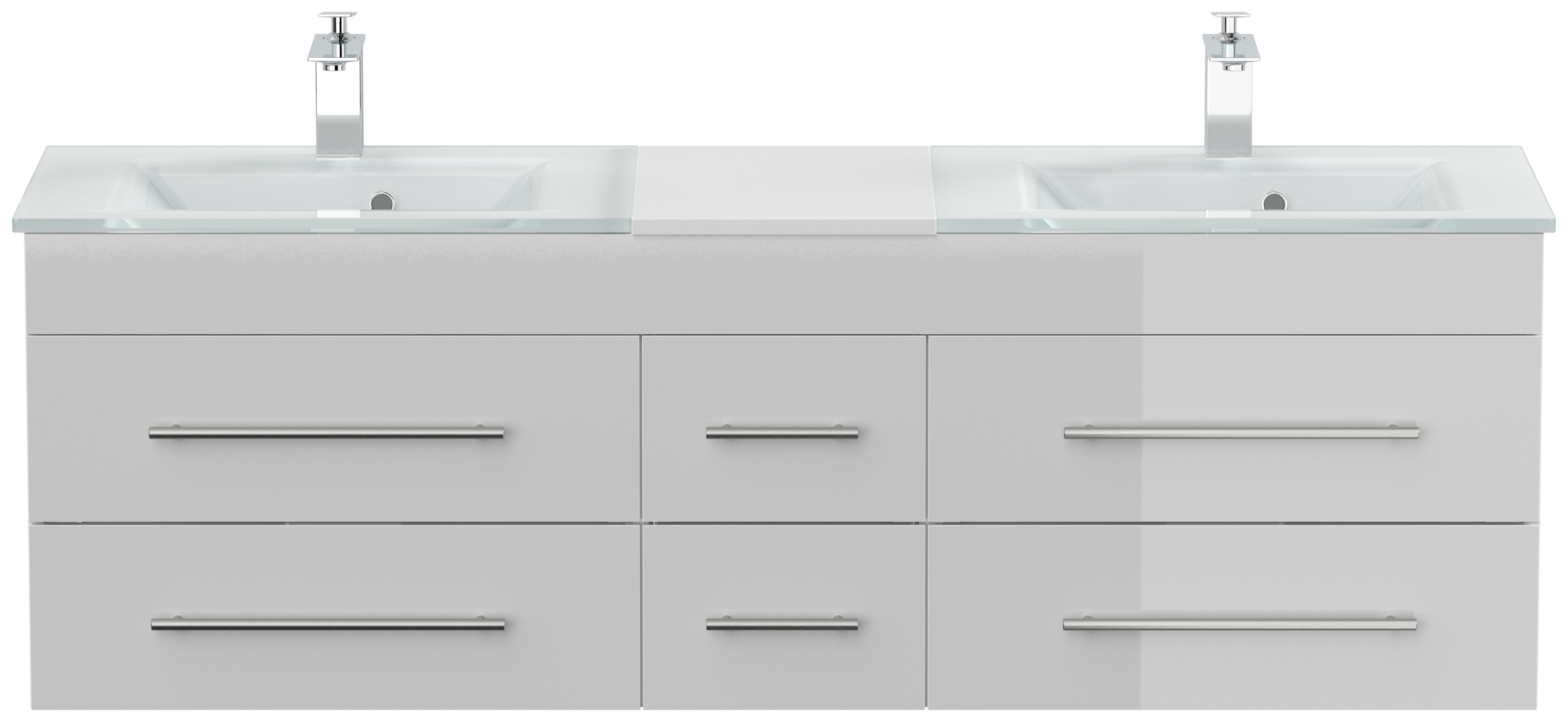 Badmöbel Vitro XL mit Doppel-Glasbecken SoftClose weiss hochglanz
