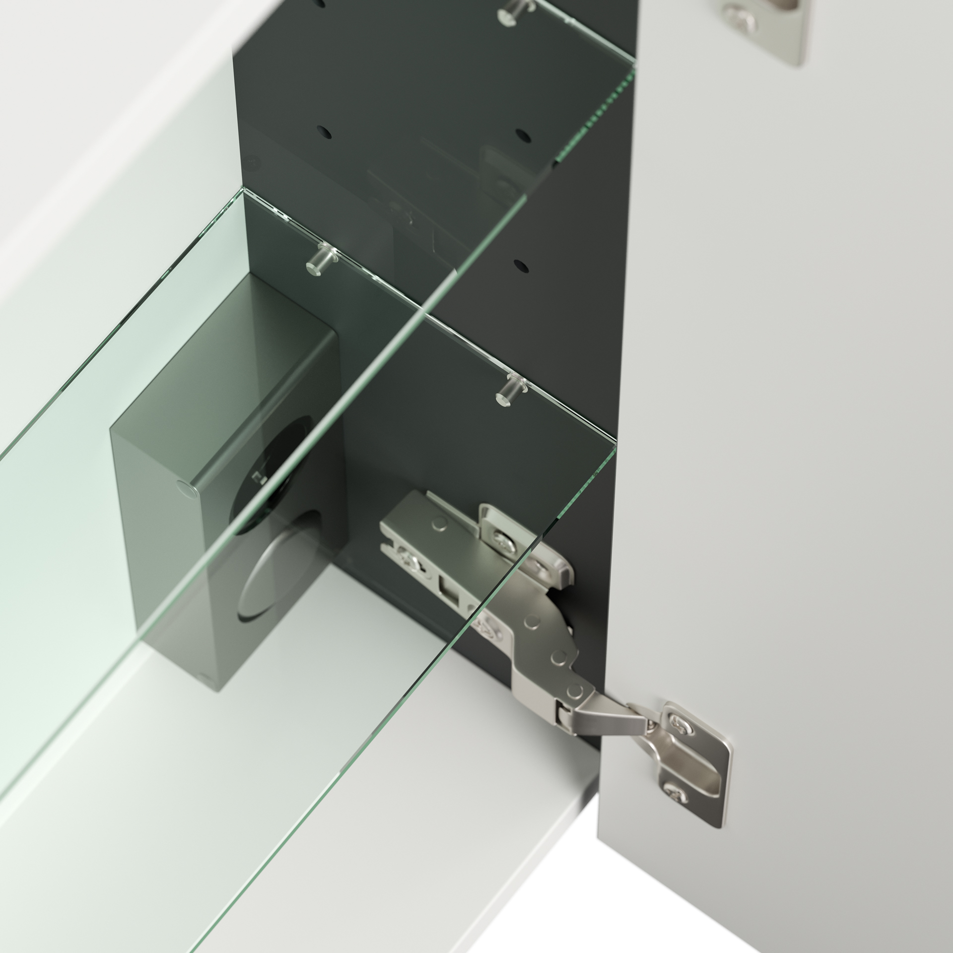 Spiegelschrank 140cm inkl. Design LED-Lampe und Glasböden grafit