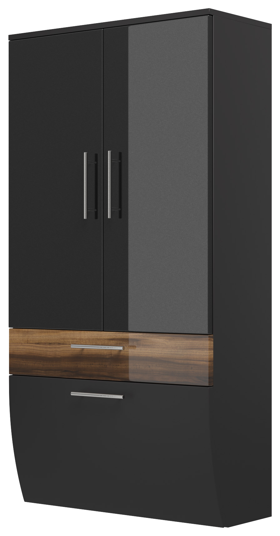 Hochschrank 135x70cm Salona L Grafit / Walnuss