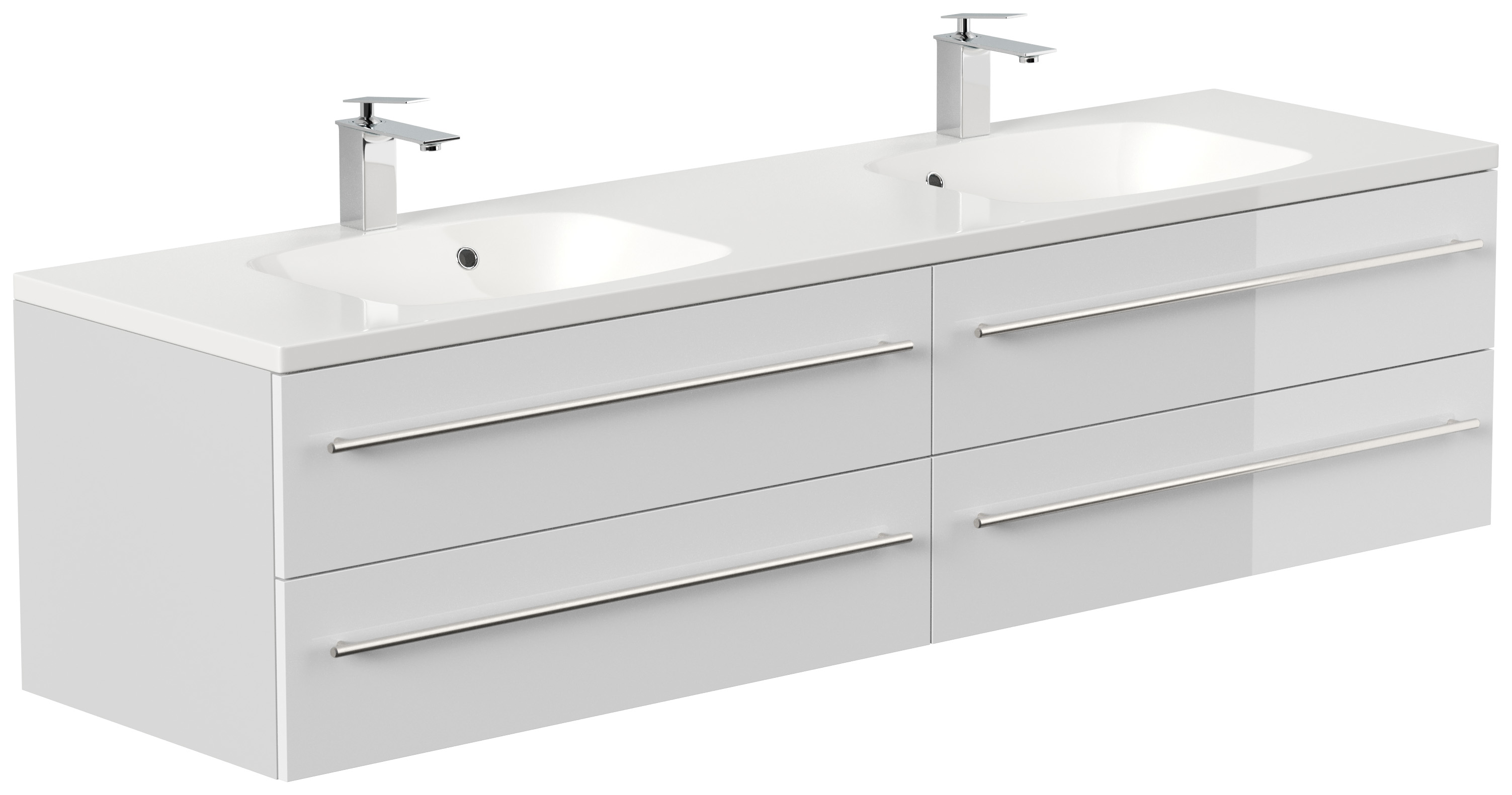 Badmöbelset Colossos180 4-teilig LED Spiegel 2x Hochschrank weiss hochglanz