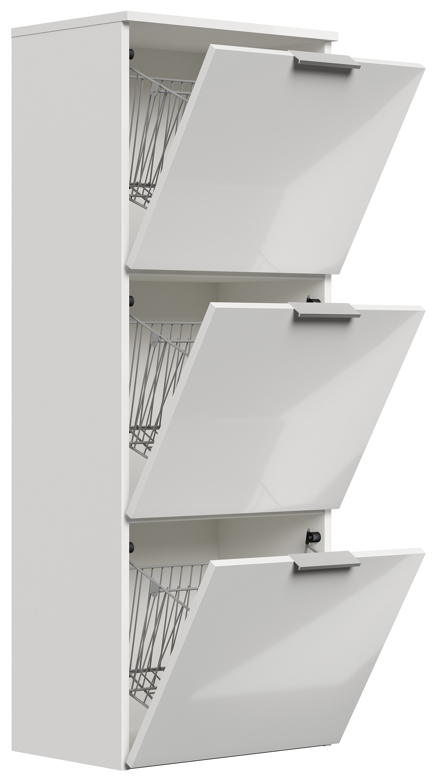 Schuhschrank Domus-L 3 Klappen 12 Paar Schuhe lackiert Weiß Hgl
