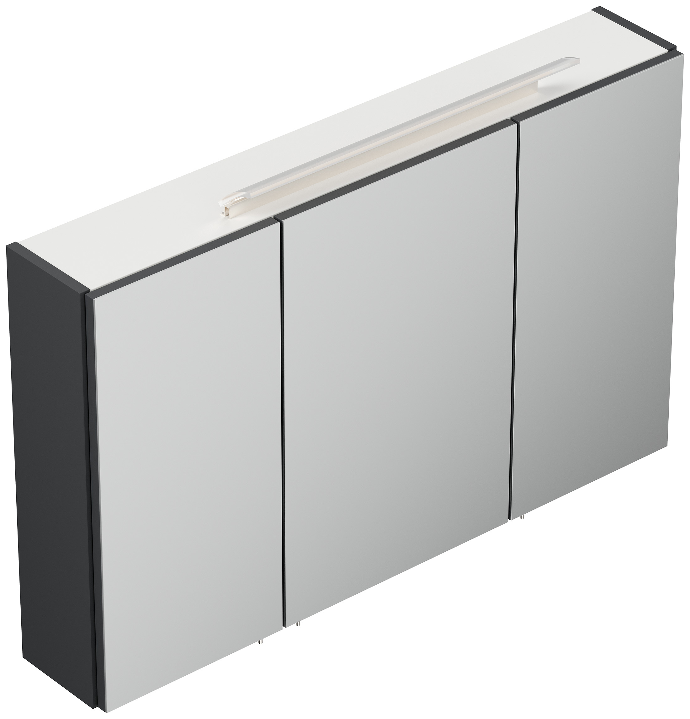 Spiegelschrank 100cm inkl. Design LED-Lampe und Glasböden grafit