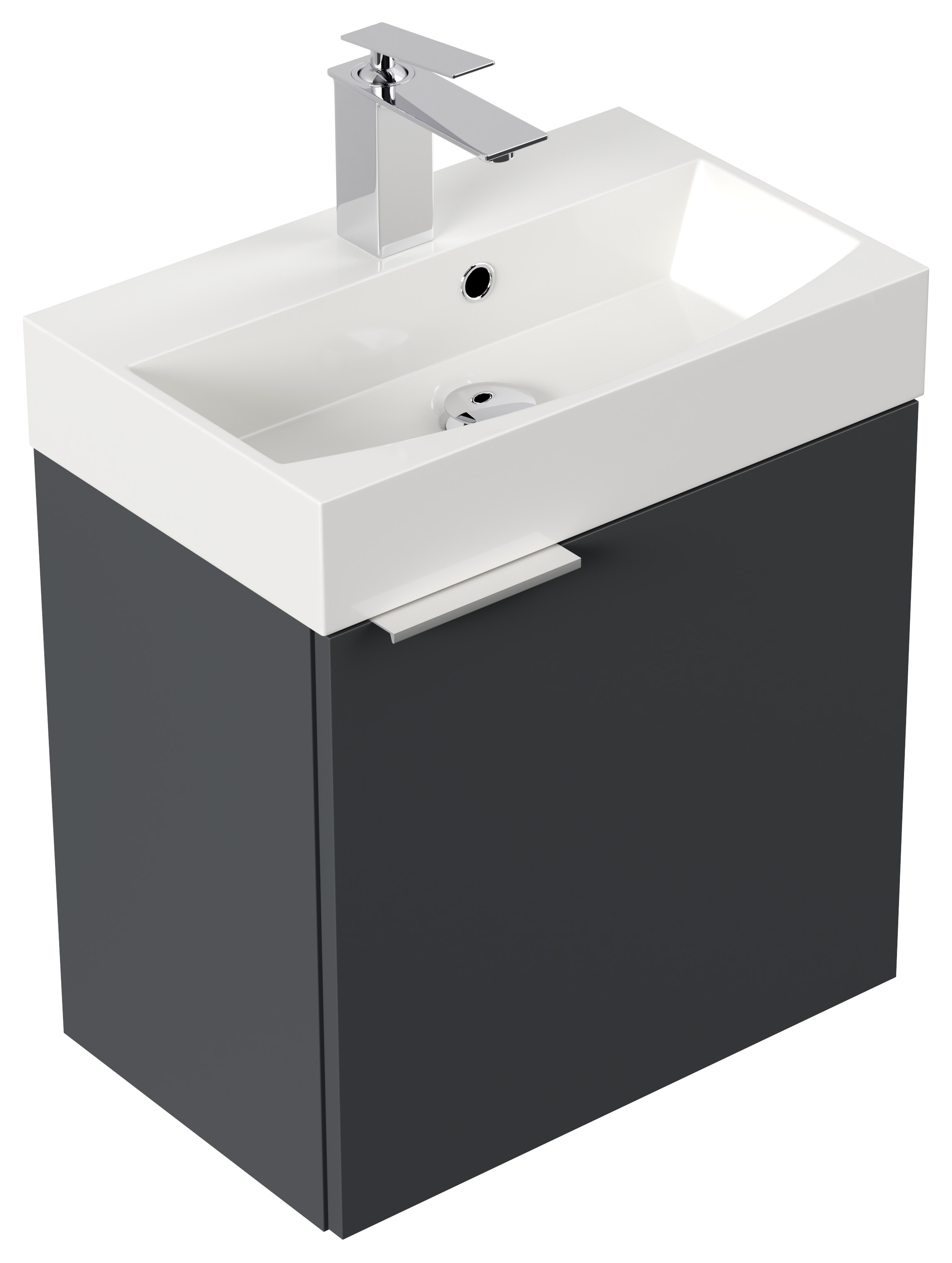 Gäste WC Badmöbel Kubus Slimline 50cm SoftClose grafit