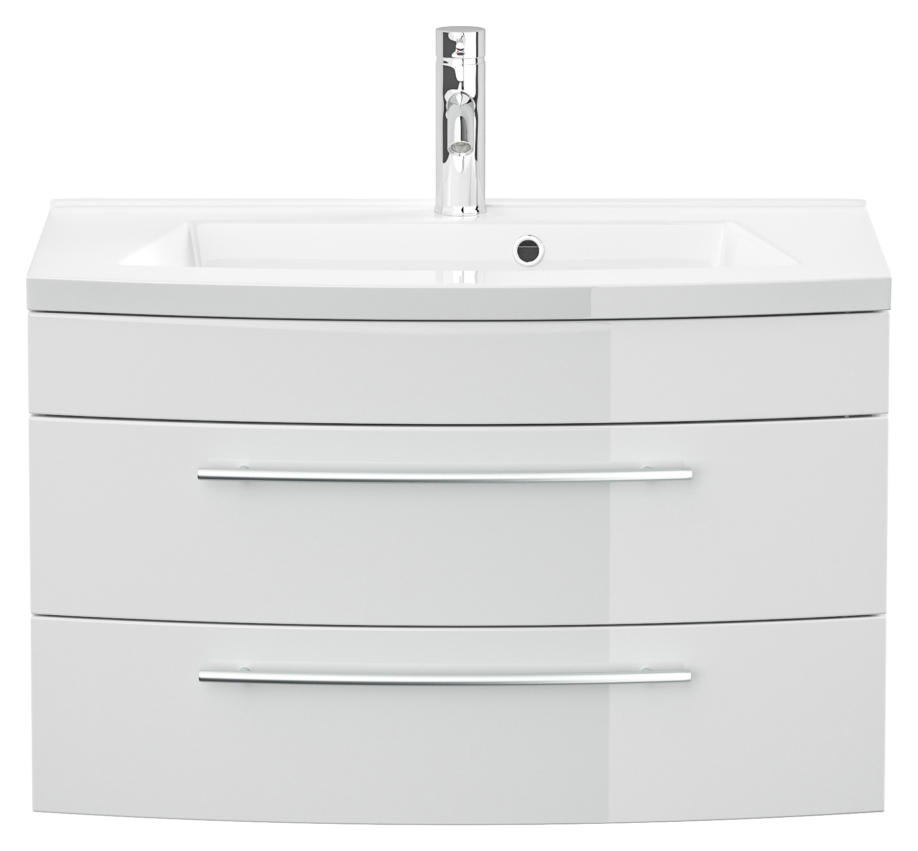 Badmöbel Bella 80 mit runder Front SoftClose weiss hochglanz