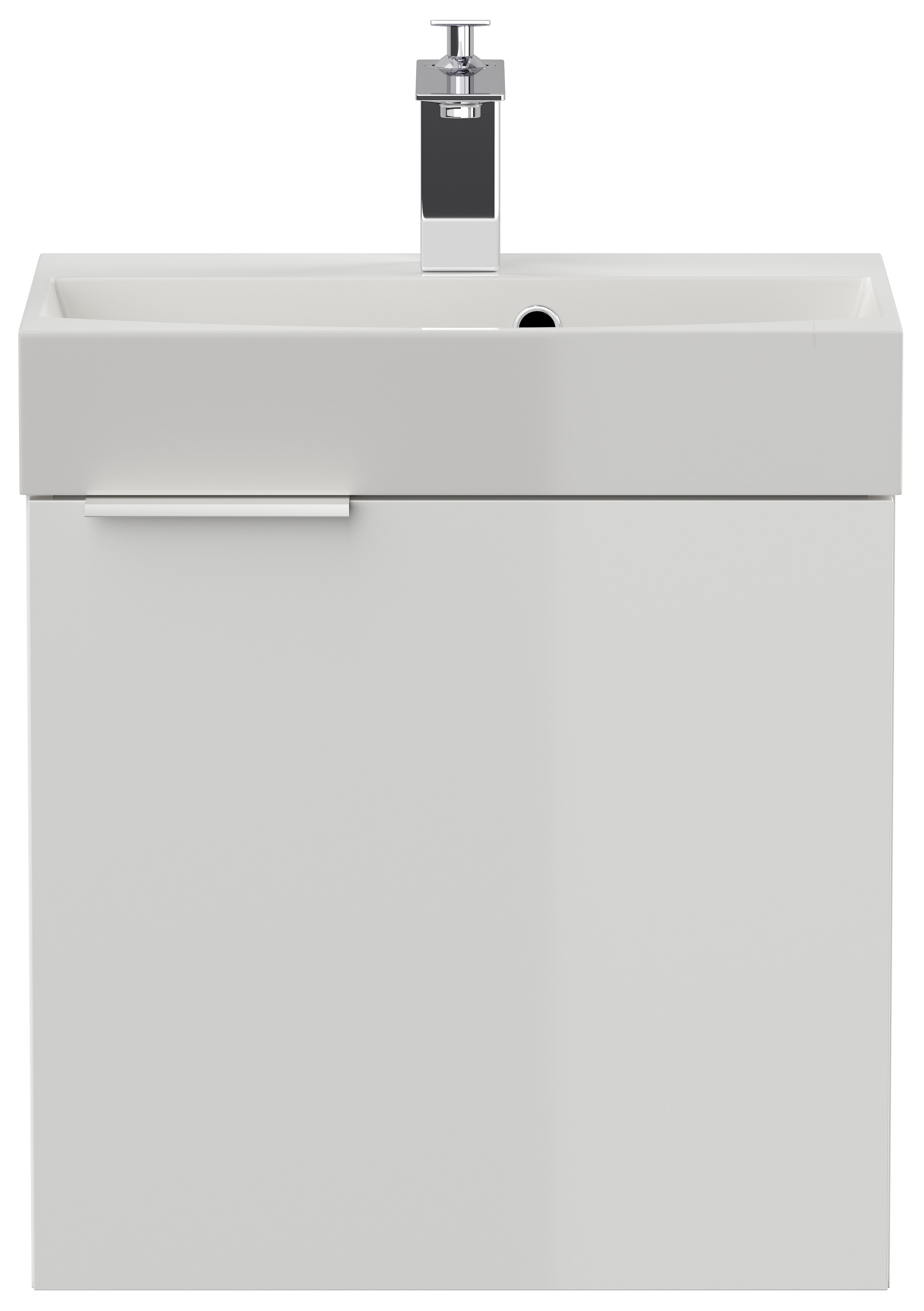 Gäste WC Badmöbel Kubus Slimline 50cm SoftClose weiß hochglanz