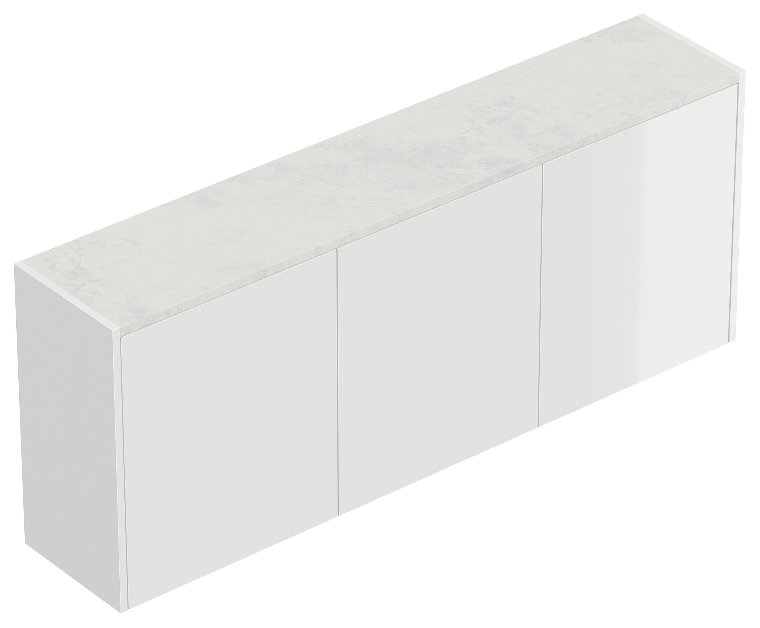 Premium Schuhschrank Alba-XL Quarztop 3 Türen 18 Paar Weiss Hochglanz