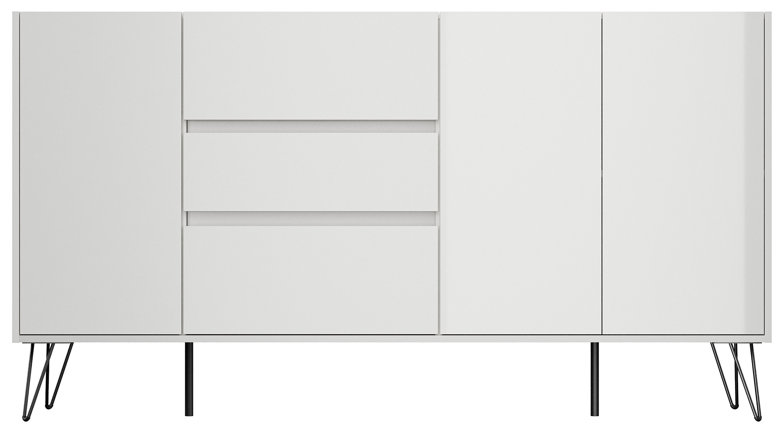 Sideboard Yako XL 180cm 3 SoftClose 3 Türen Weiß/Eiche Top