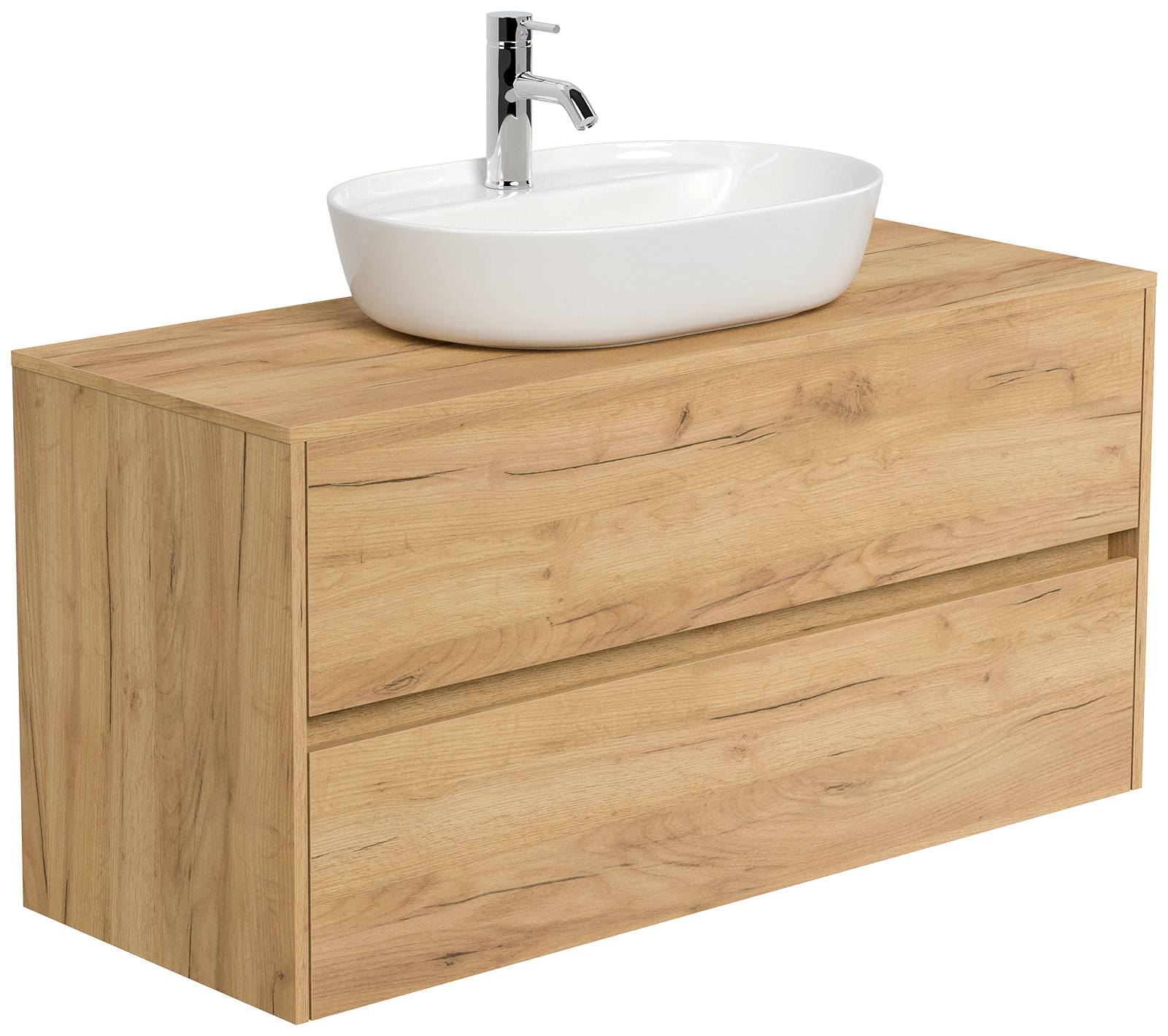 Badmöbel Taifun 120cm mit Design Aufsatzwaschbecken eiche gold
