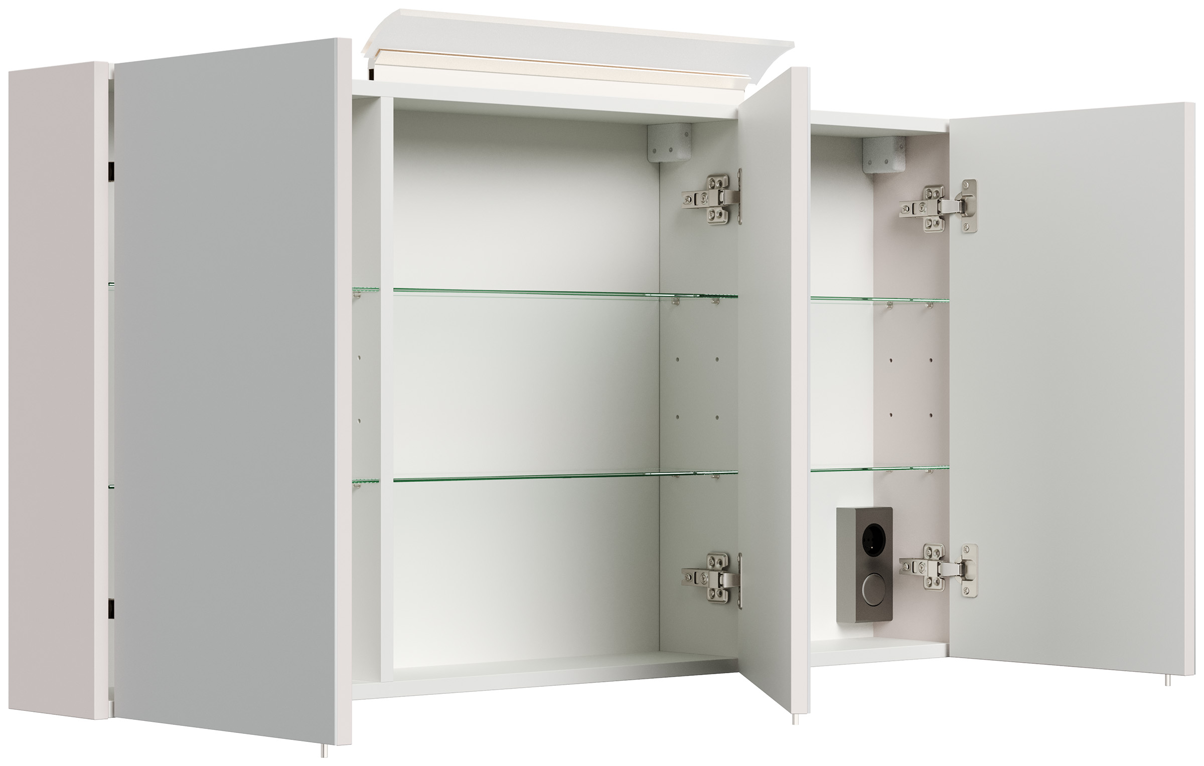 Spiegelschrank 120cm inkl. Design LED-Lampe und Glasböden eiche gold