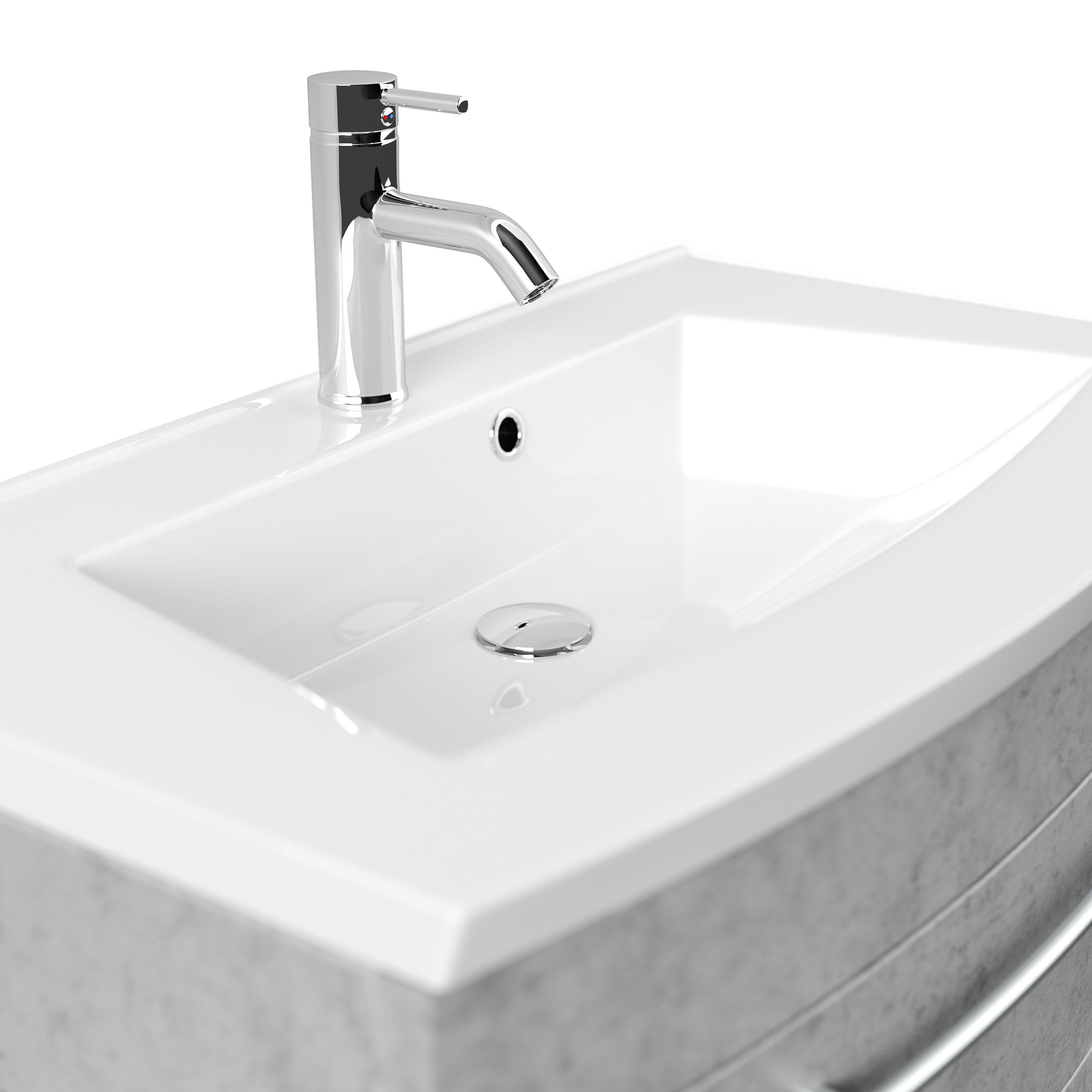 Badmöbel Bella 80 mit runder Front SoftClose beton