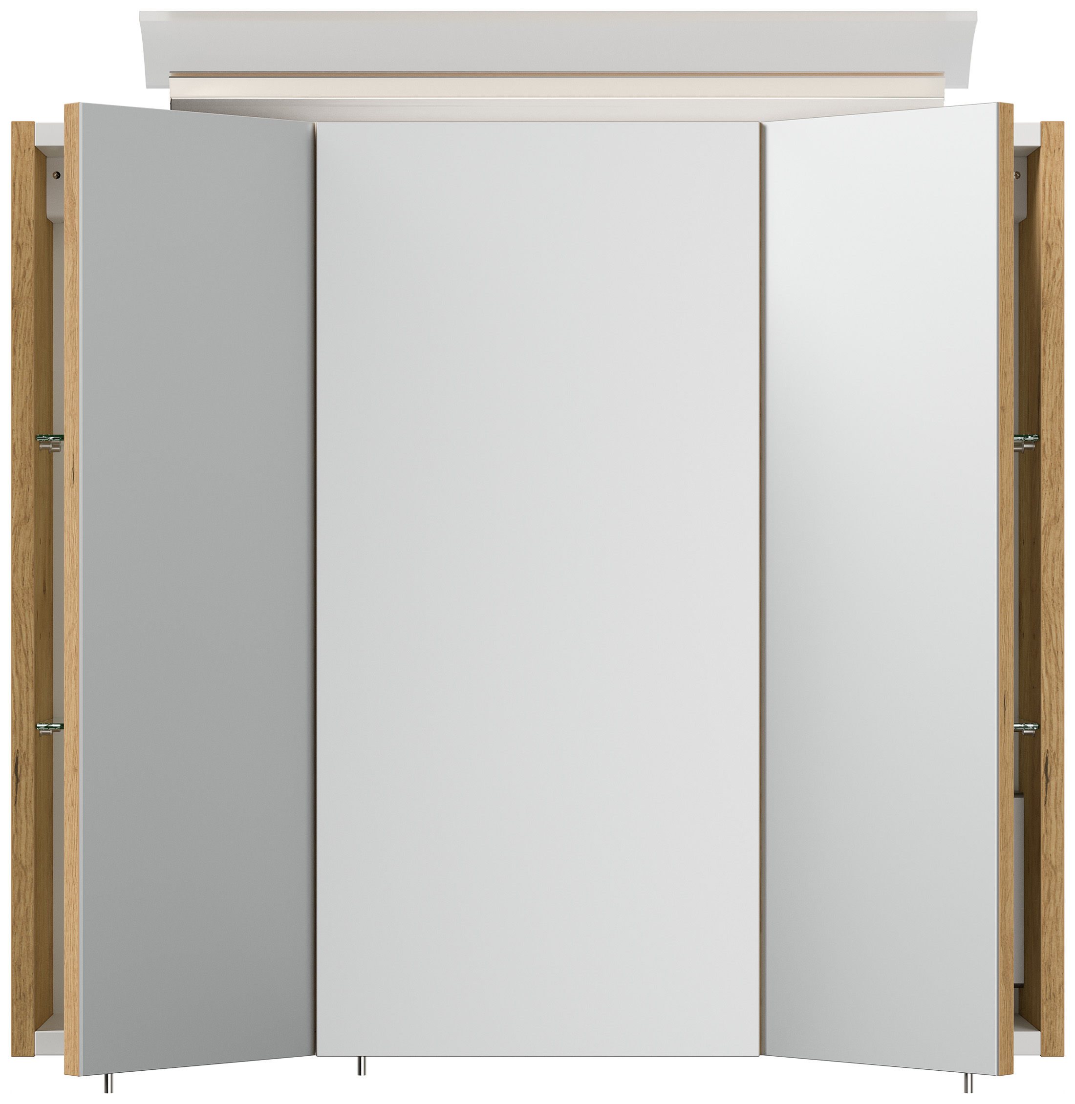 Spiegelschrank 70cm inkl. Design LED-Lampe und Glasböden eiche gold
