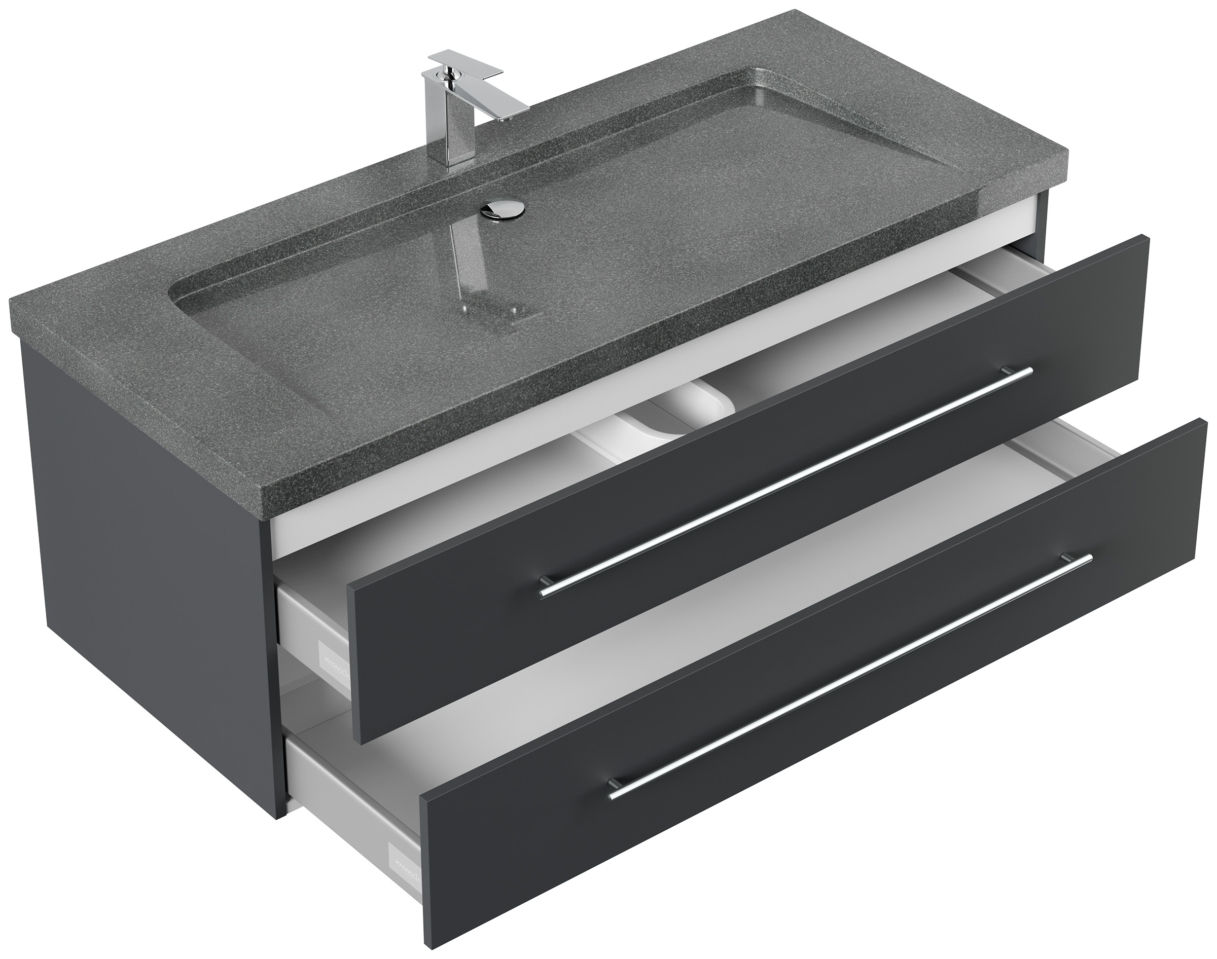Badmöbel Granit G654 Damo 130 cm 1 Hahnloch SoftClose grafit