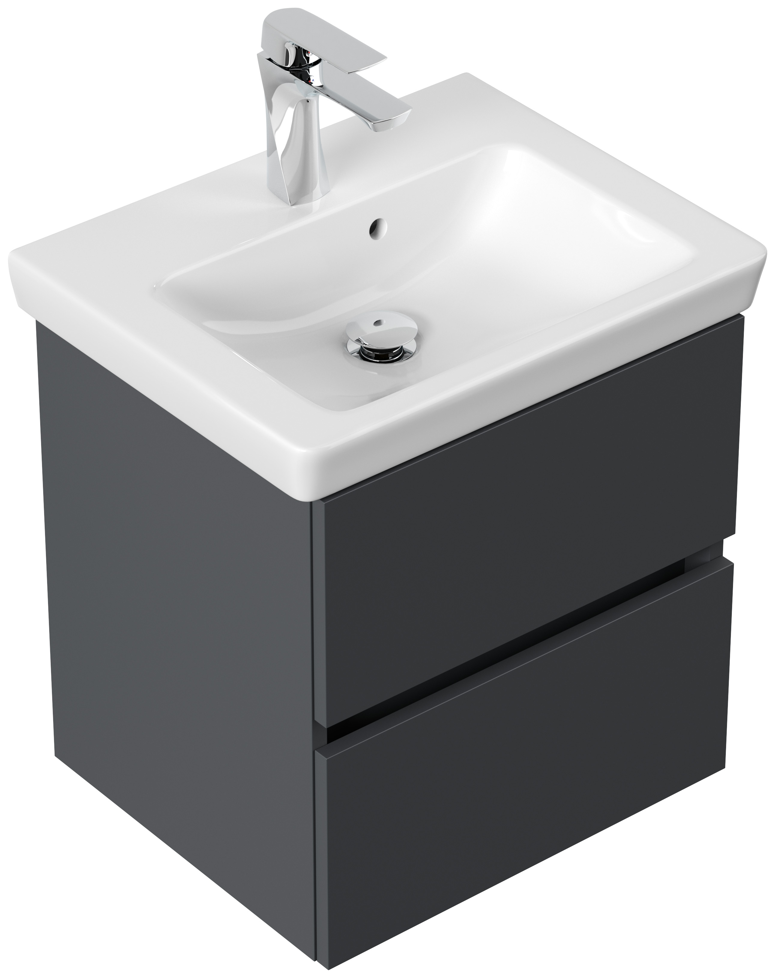 Badmöbel mit Villeroy & Boch Subway 2.0 Waschbecken 50 cm SoftClose grafit