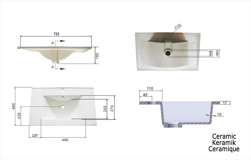 Badmöbel Casa Infinity 750 SoftClose eiche gold