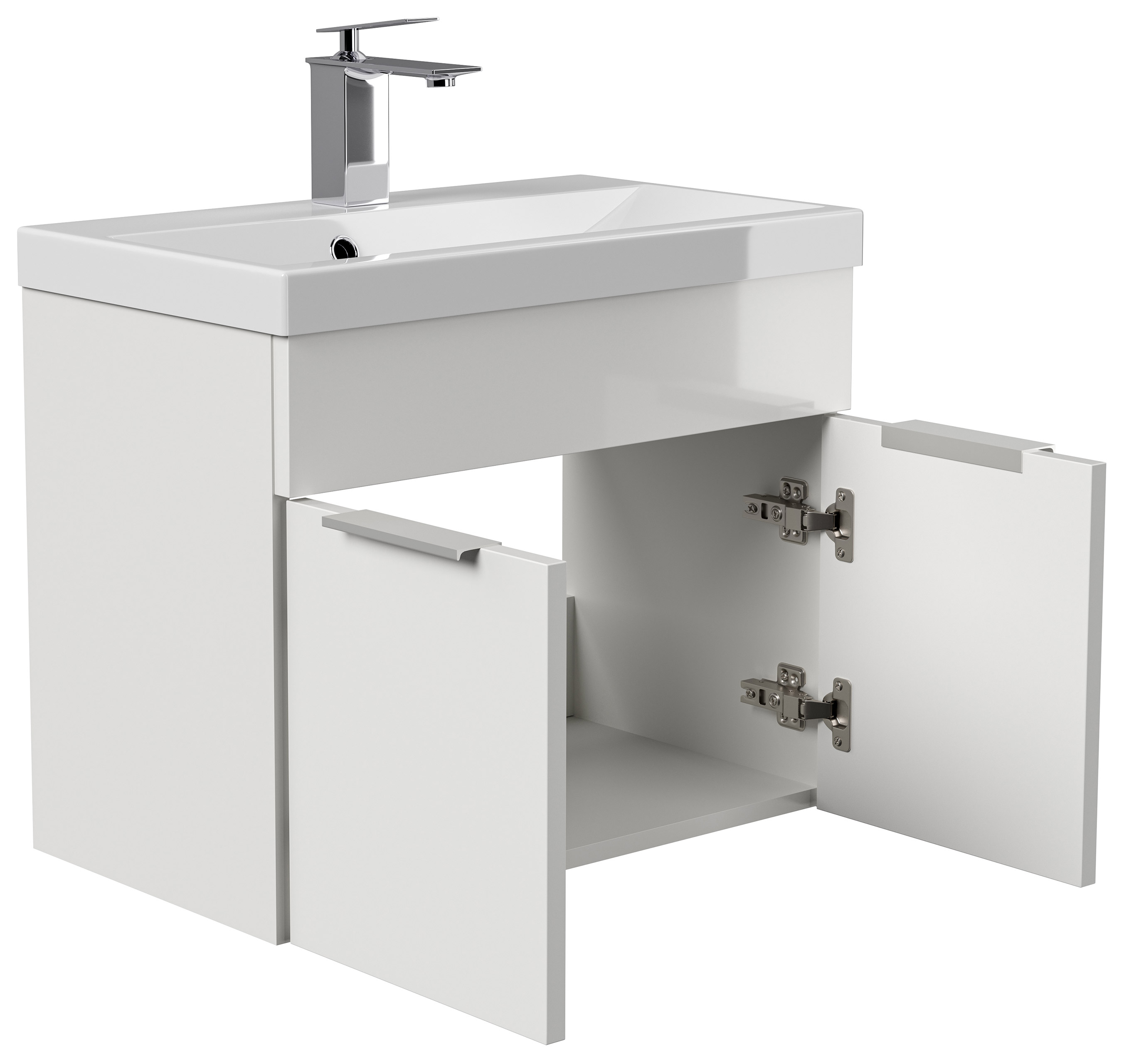 Badmöbel-Set Slimline Vega 2tlg mit Spiegel SoftClose weiss hochglanz/weiss matt