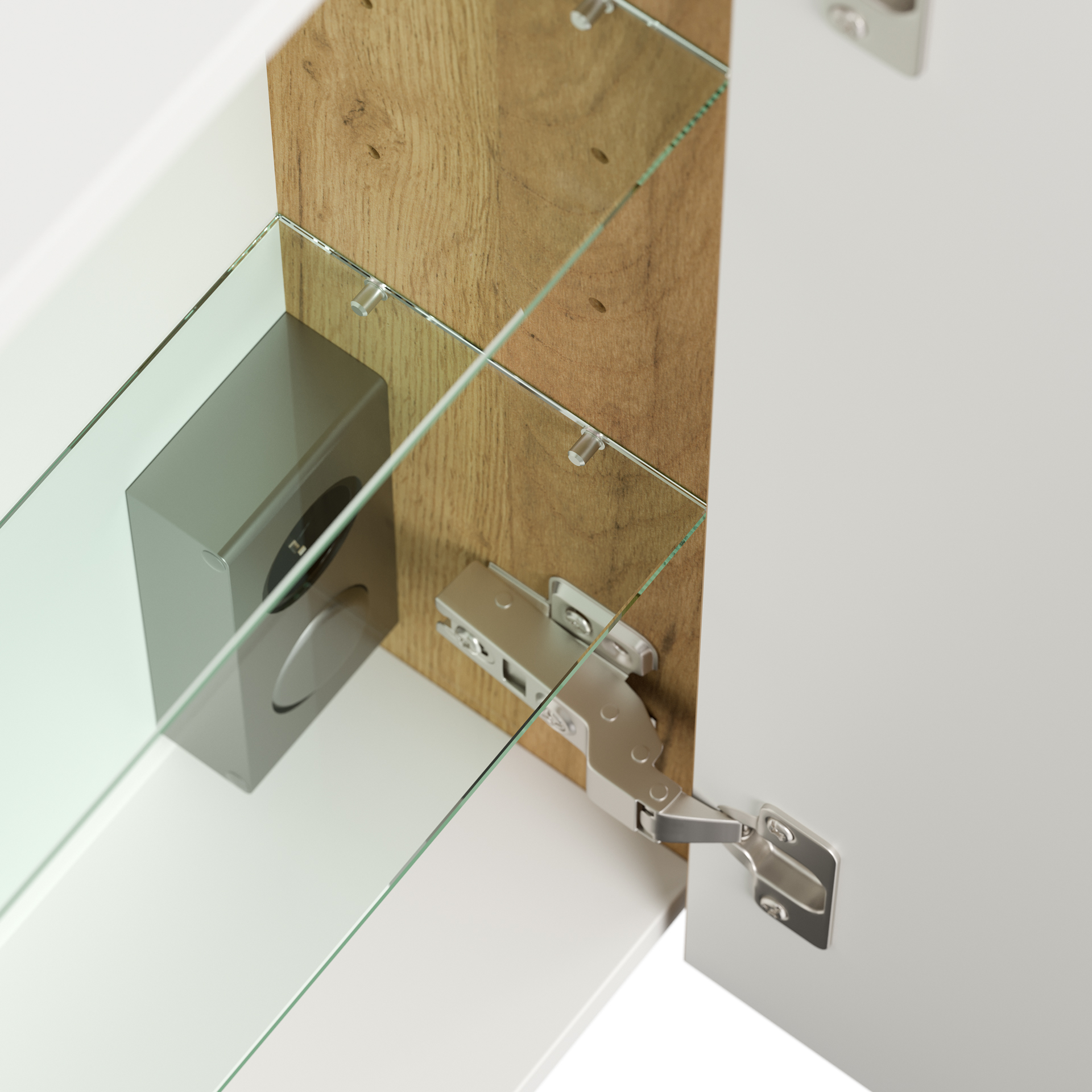 Spiegelschrank 100cm inkl. Design LED-Lampe und Glasböden eiche gold