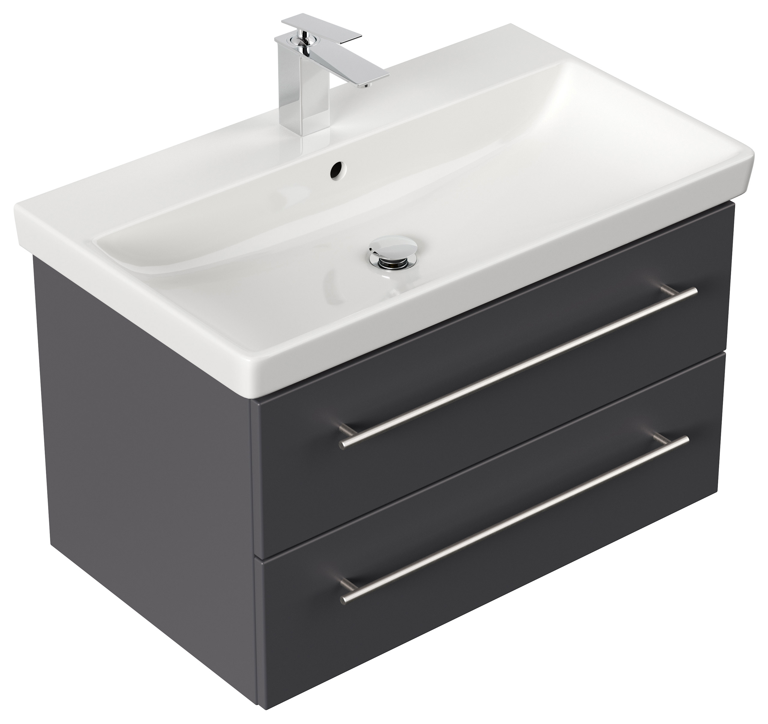 Badmöbel mit Villeroy & Boch Avento Waschbecken 80cm SoftClose anthrazit