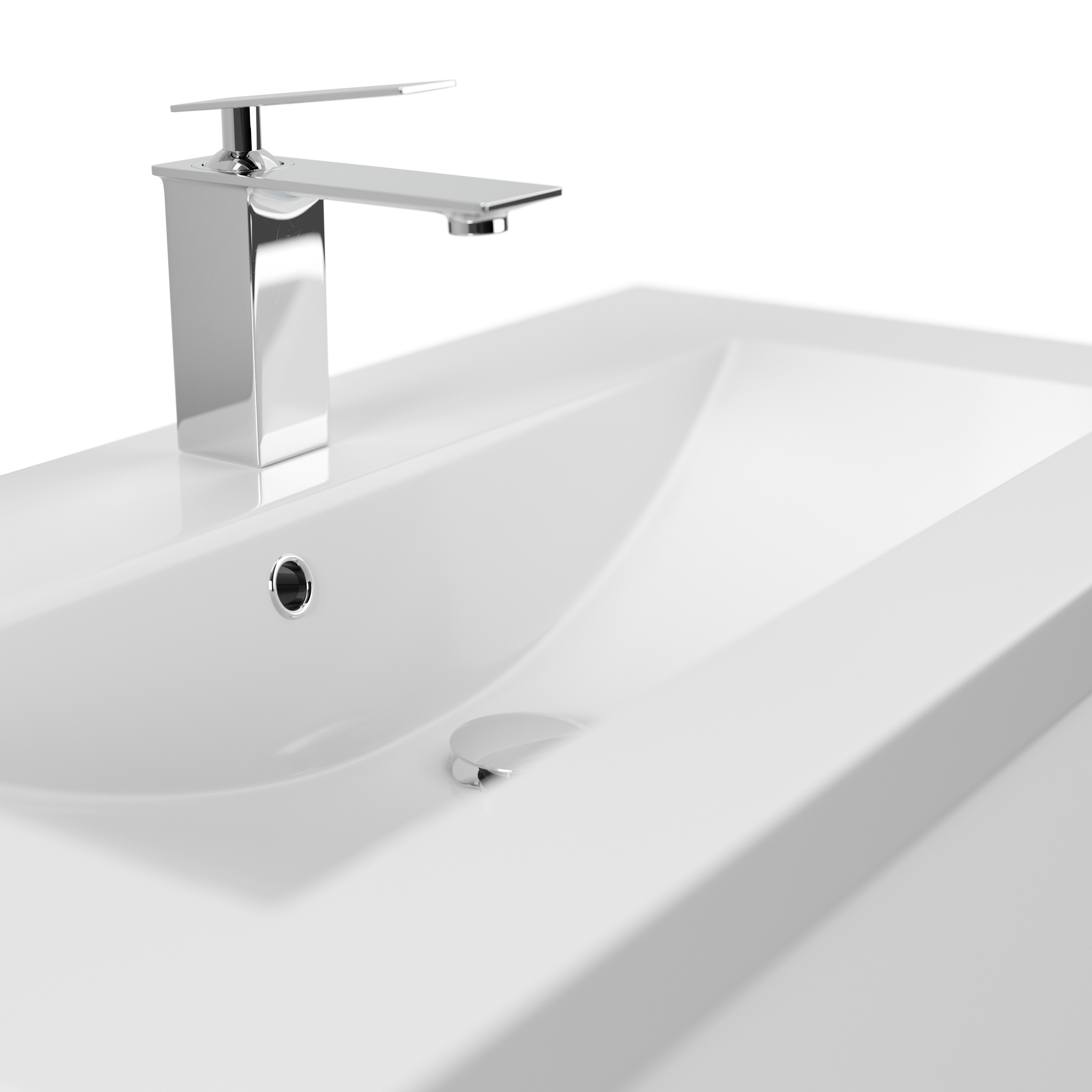 Badmöbel Melora & Waschtisch 80cm 2 Greifraum SoftClose Auszüge weiss hochglanz
