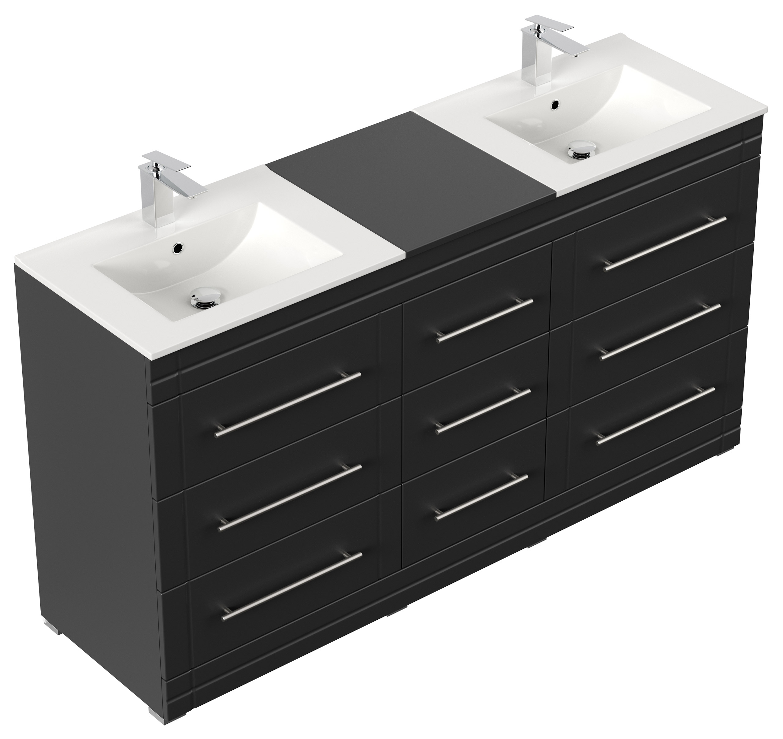 Stand Badmöbel Cosmo Modern SoftClose schwarz