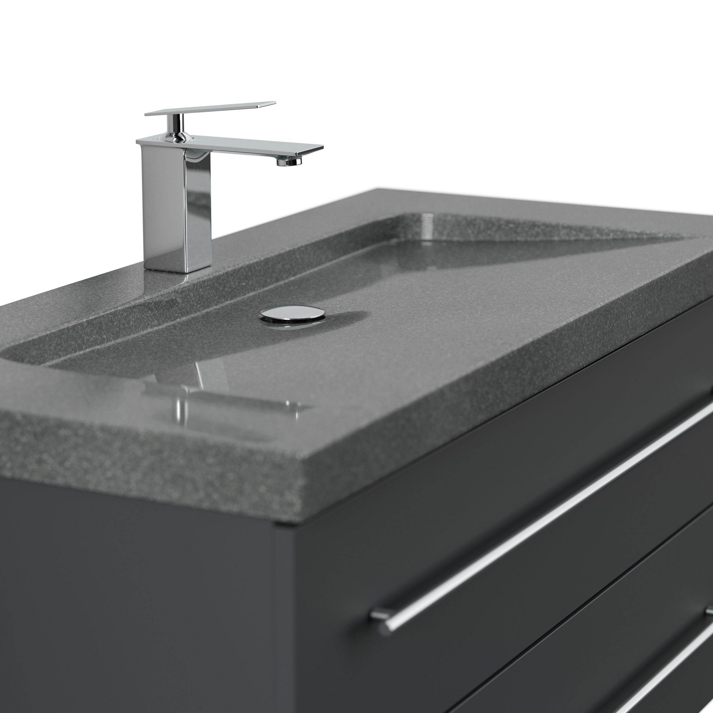 Badmöbel Granit G654 Damo 100 cm 1 Hahnloch SoftClose grafit