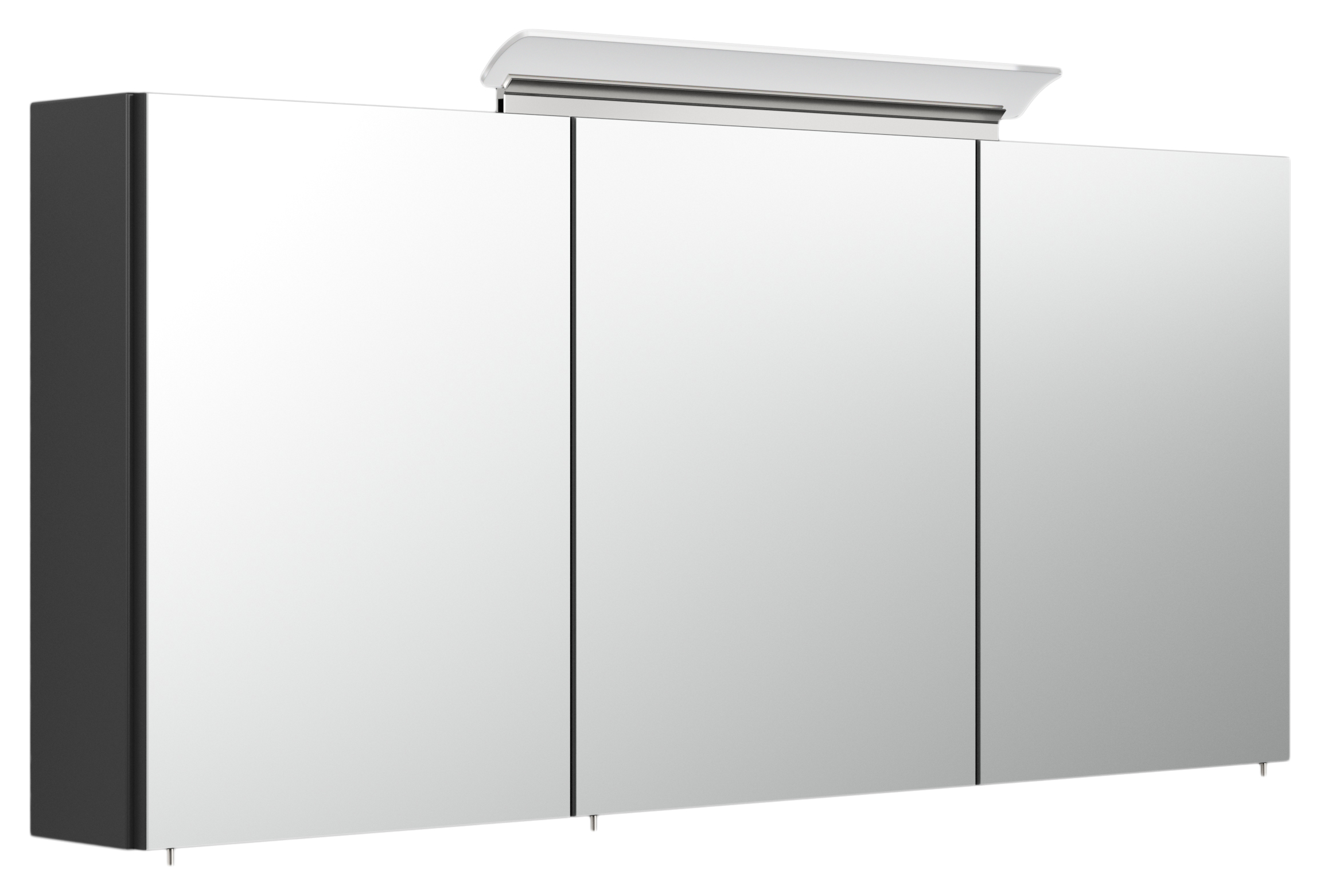 Spiegelschrank 140cm inkl. Design LED-Lampe und Glasböden schwarz