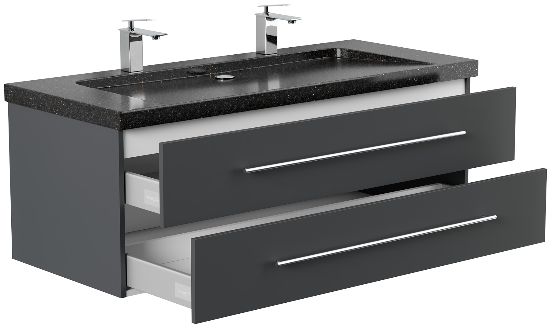Badmöbel Granit Galaxy Black Damo 130 cm 2 Hahnlöcher SoftClose grafit