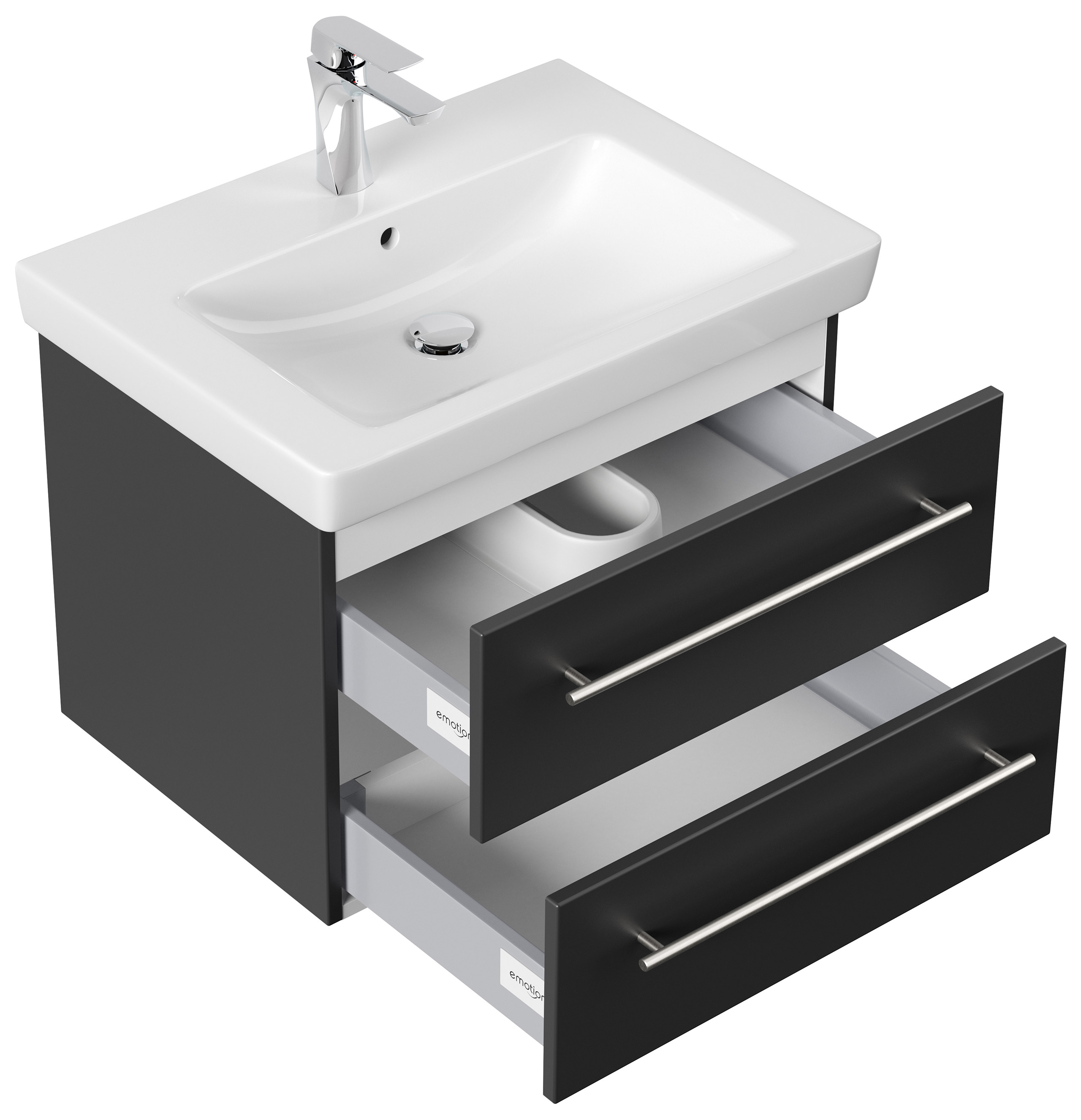 Badmöbel mit Villeroy & Boch Subway 2.0 Waschbecken 65 cm SoftClose schwarz