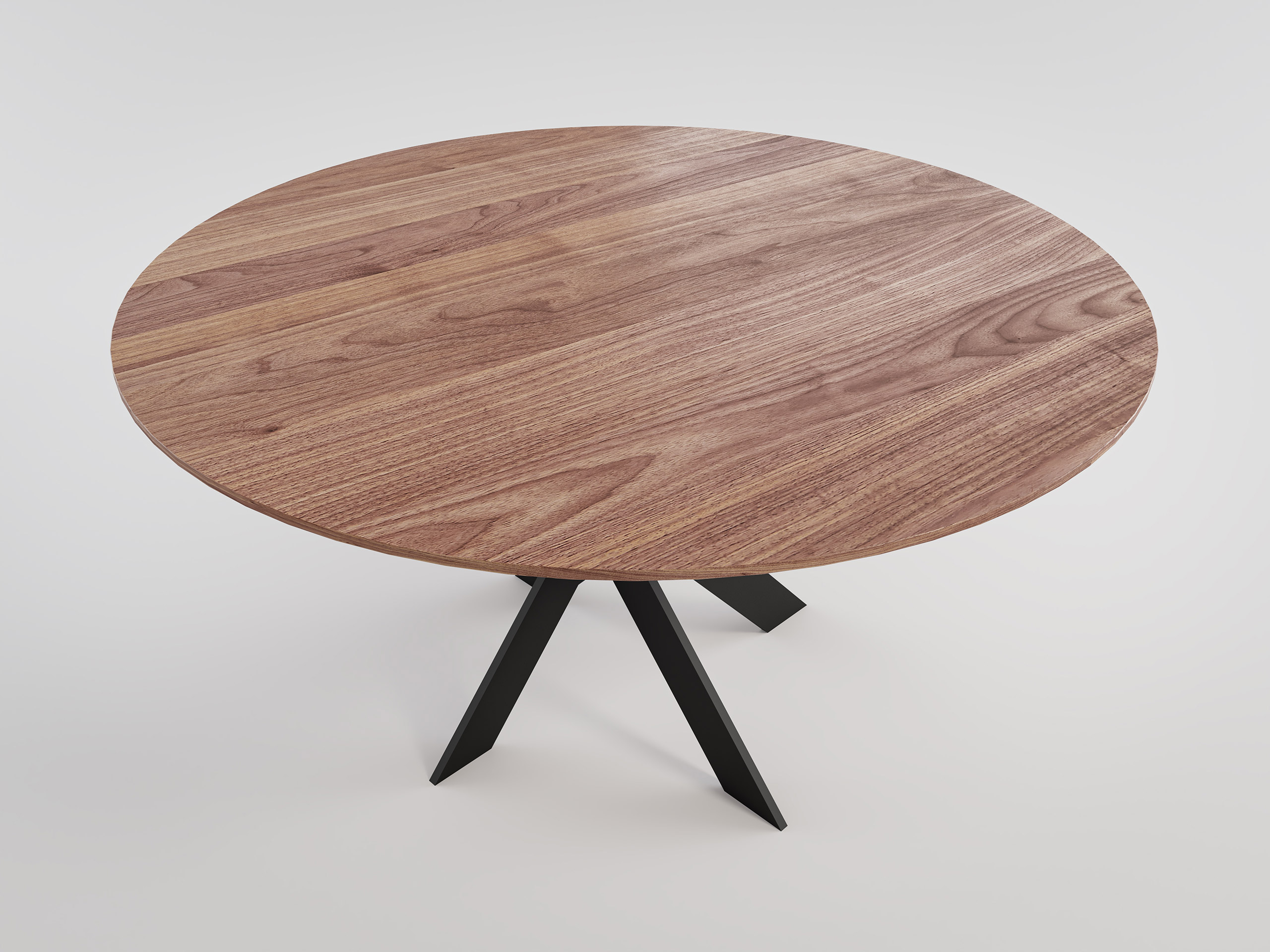 Esstisch LINUS 135x135cm Eiche Furnier lackiert schwarzes Kreuzgestell