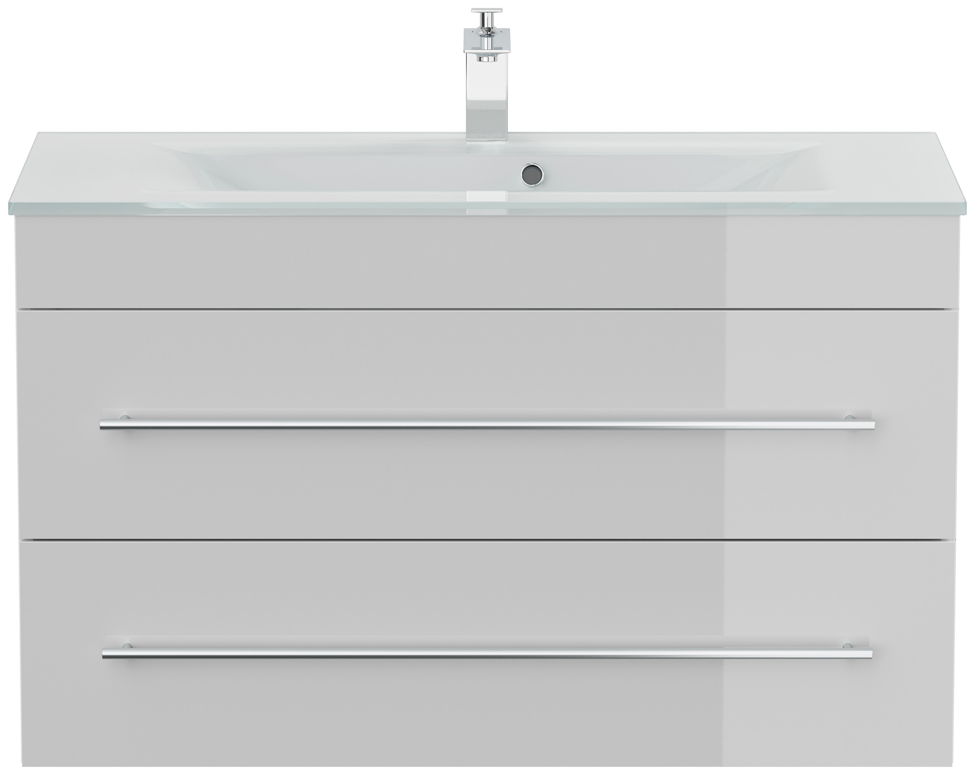 Badmöbel Vitro 1000 mit Glaswaschbecken SoftClose weiss hochglanz