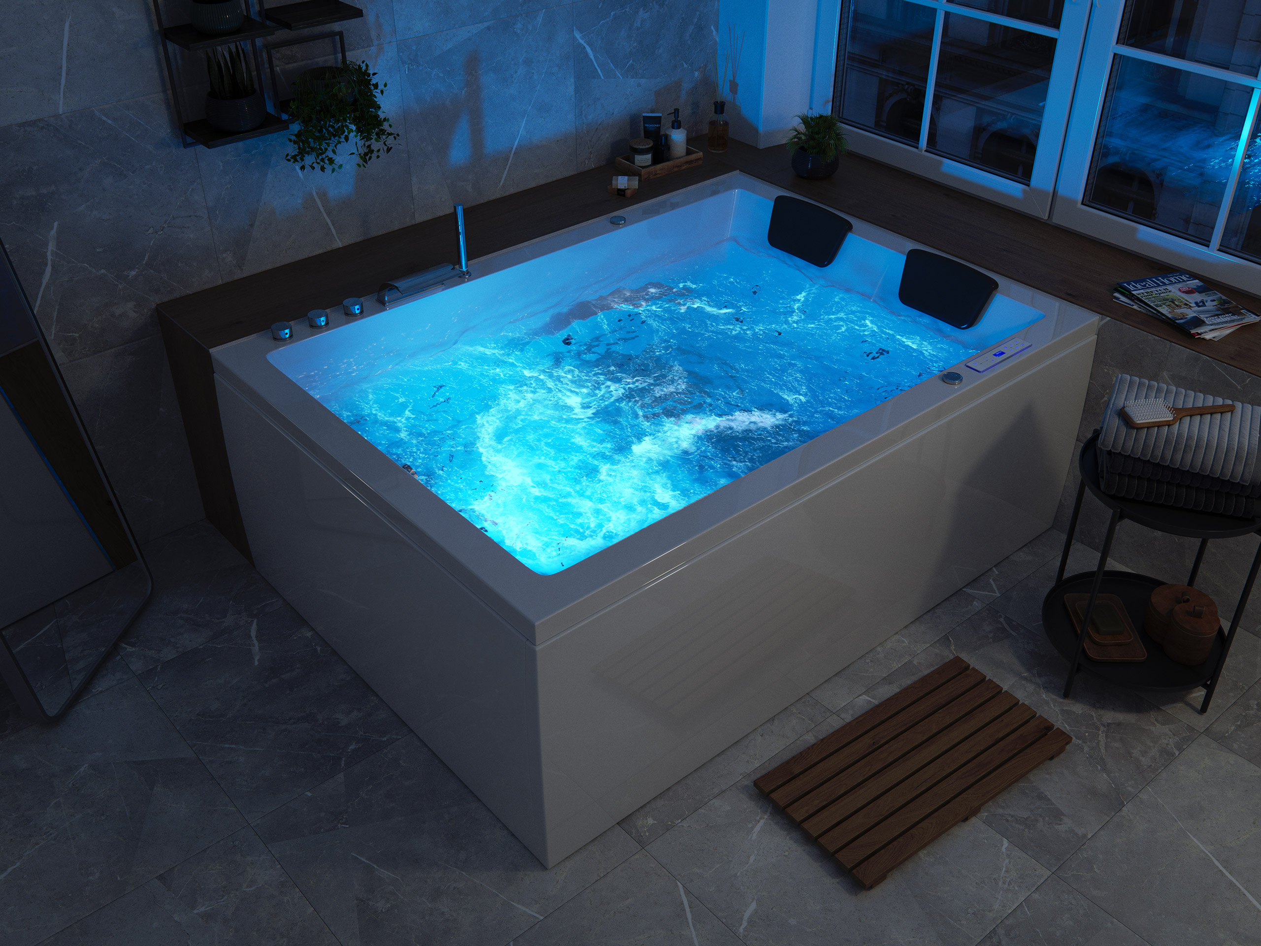 Whirlpool Andalusia 2 Pers. 180x130 rechts Made in Germany 24 Düsen mit Armatur