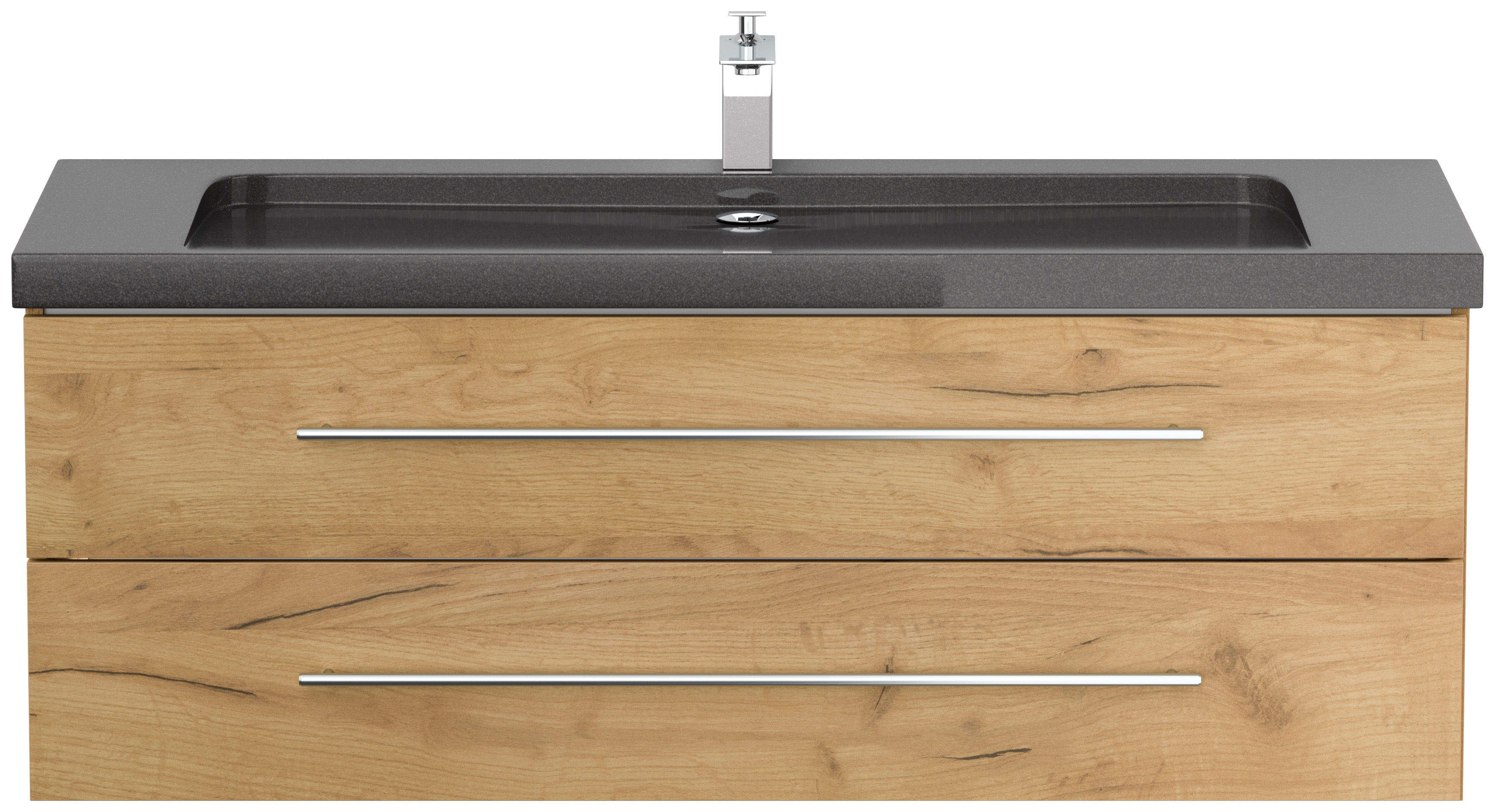 Badmöbel Granit India Black Damo 130 cm 1 Hahnloch SoftClose eiche gold