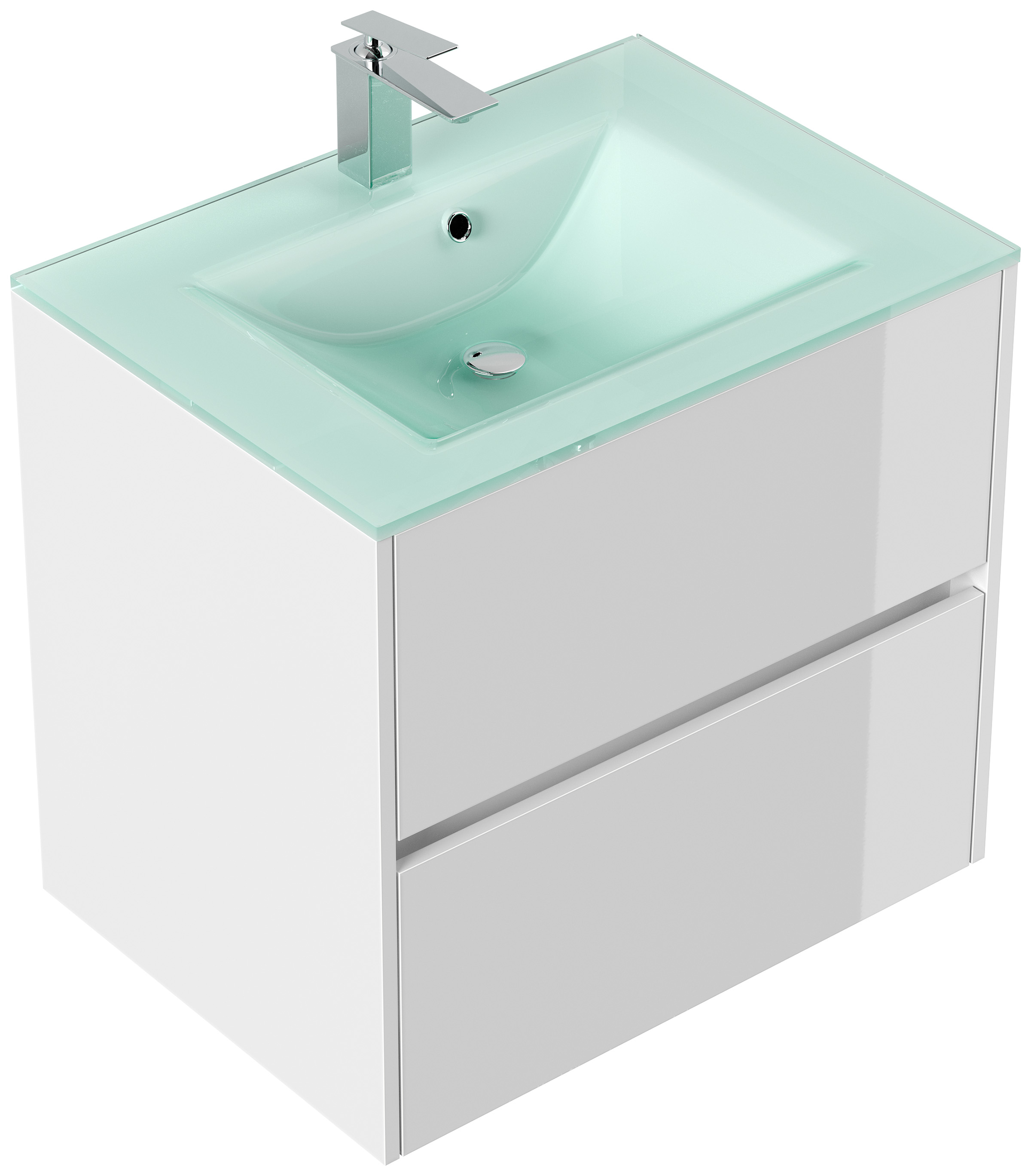 Badmöbel Lina & Waschtisch 70cm 2 Greifraum SoftClose Auszüge weiss hochglanz