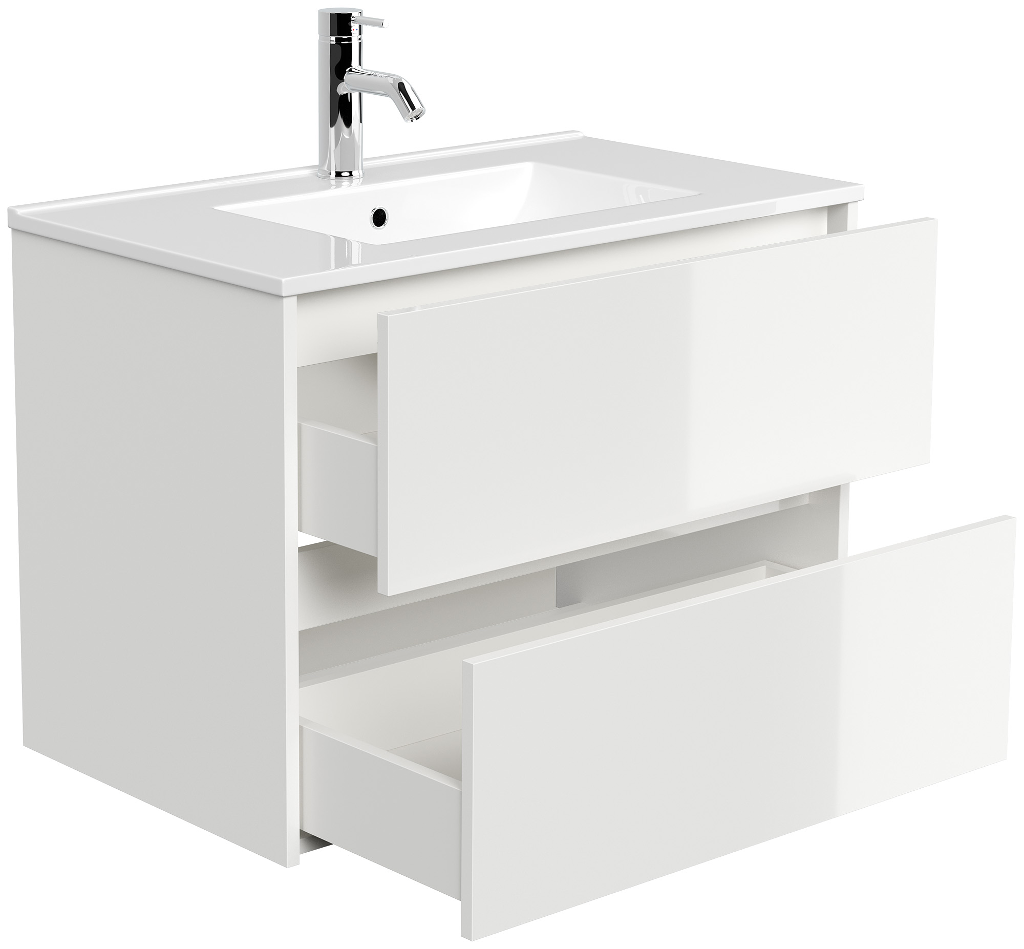 Badmöbel Taifun & Waschtisch 80cm 2 Greifraum SoftClose Auszüge weiß Hgl