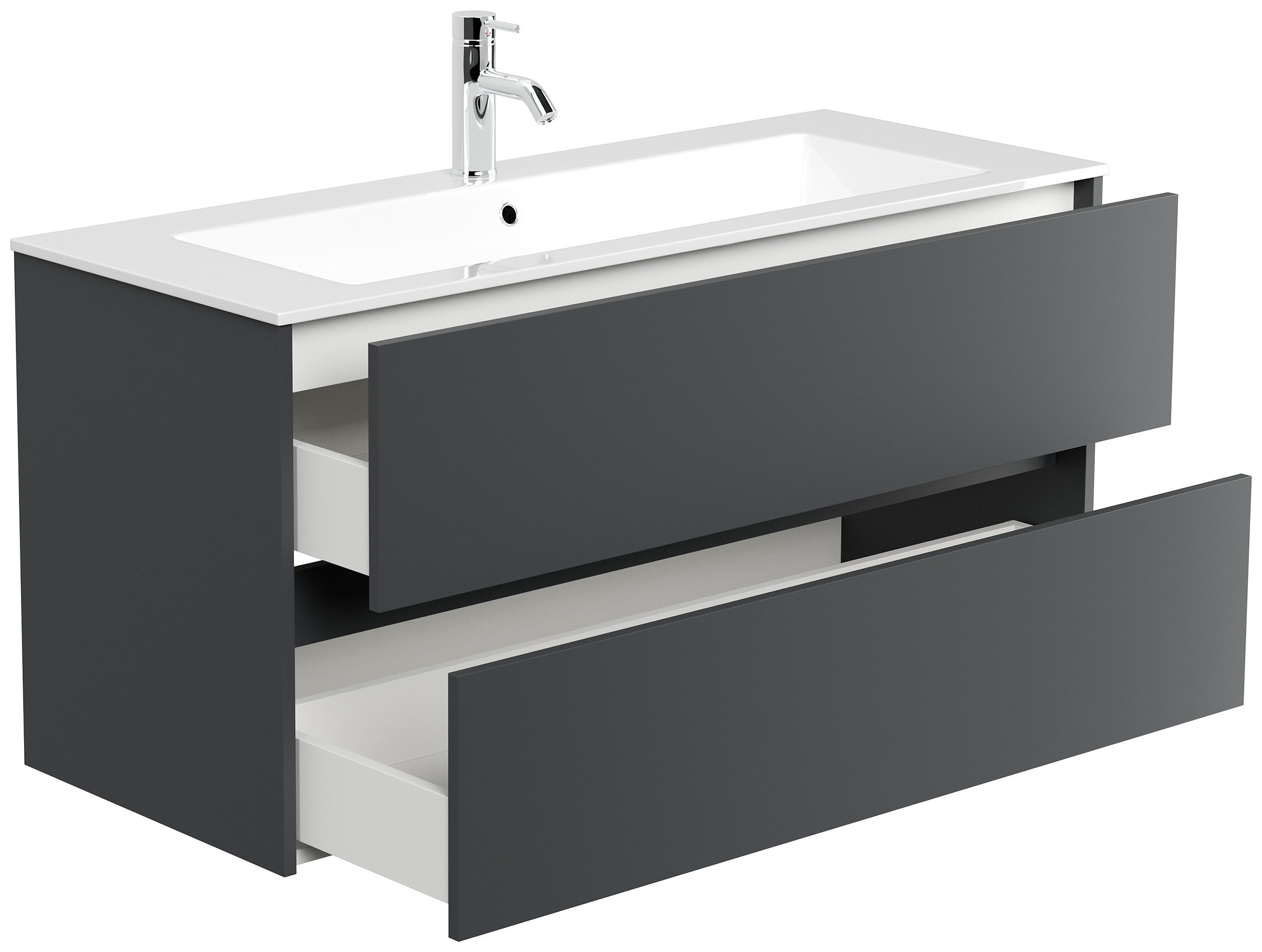 Badmöbel Taifun & Waschtisch 120 cm 2 Greifraum SoftClose Auszüge Grafit