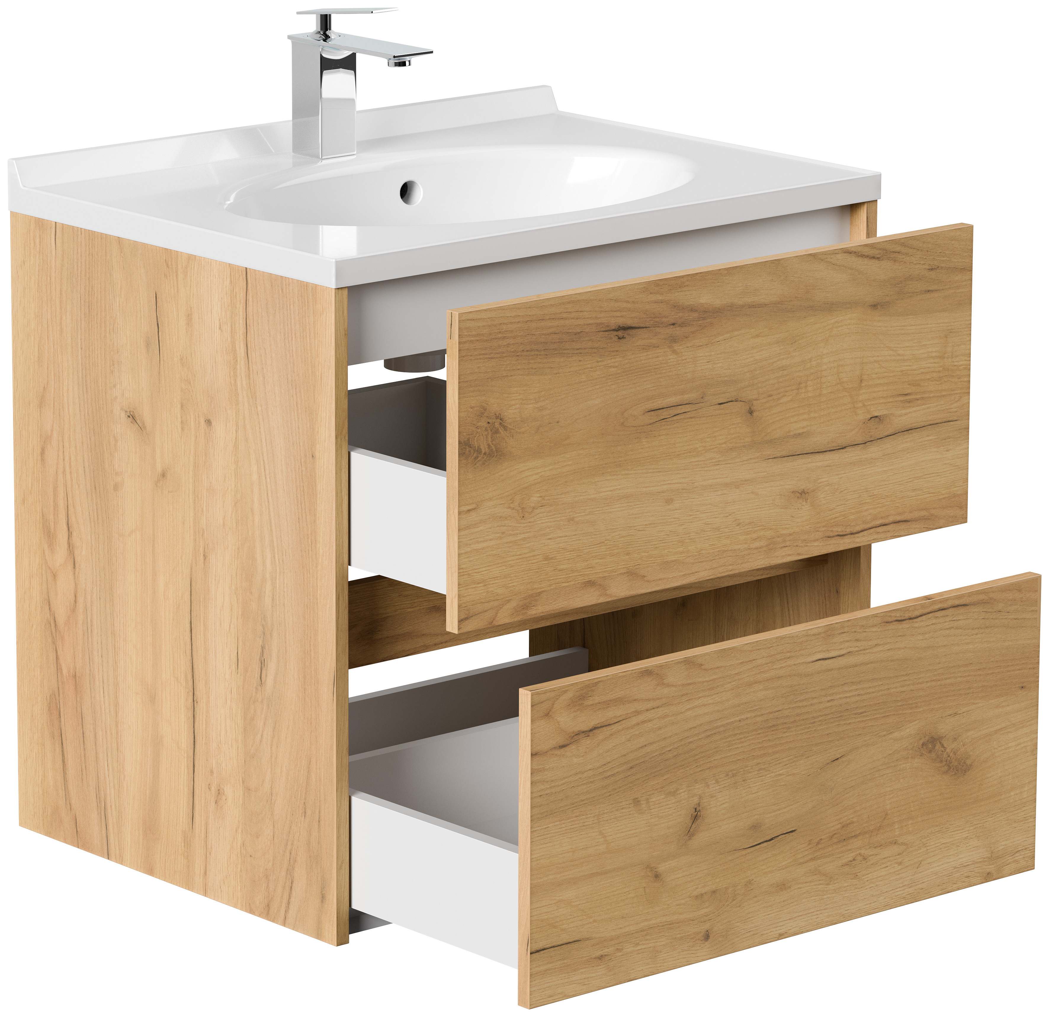 Badmöbel Rina & Waschtisch 70cm 2 Greifraum SoftClose Auszüge eiche gold