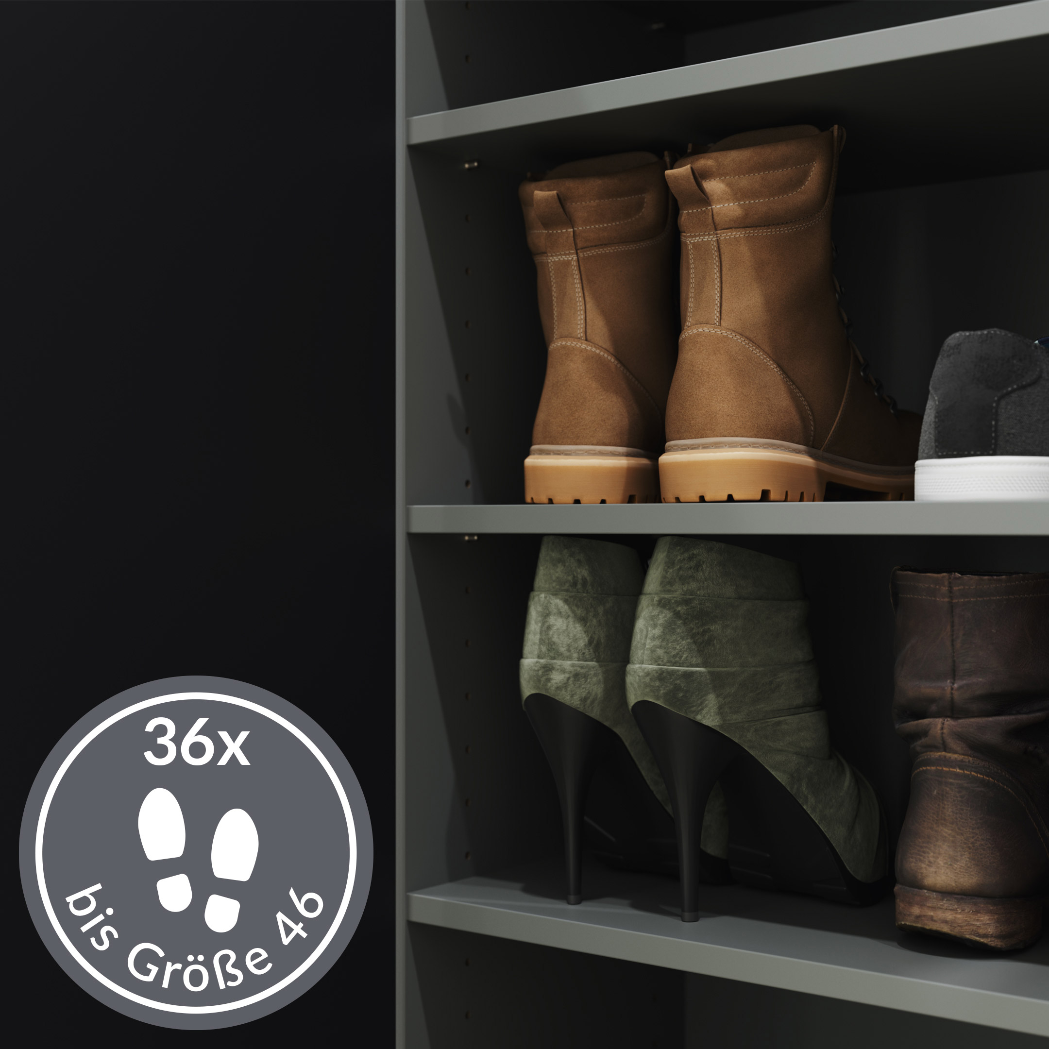 Schuhschrank Pes 4 Türen 36 Paar Grafit hochglanz