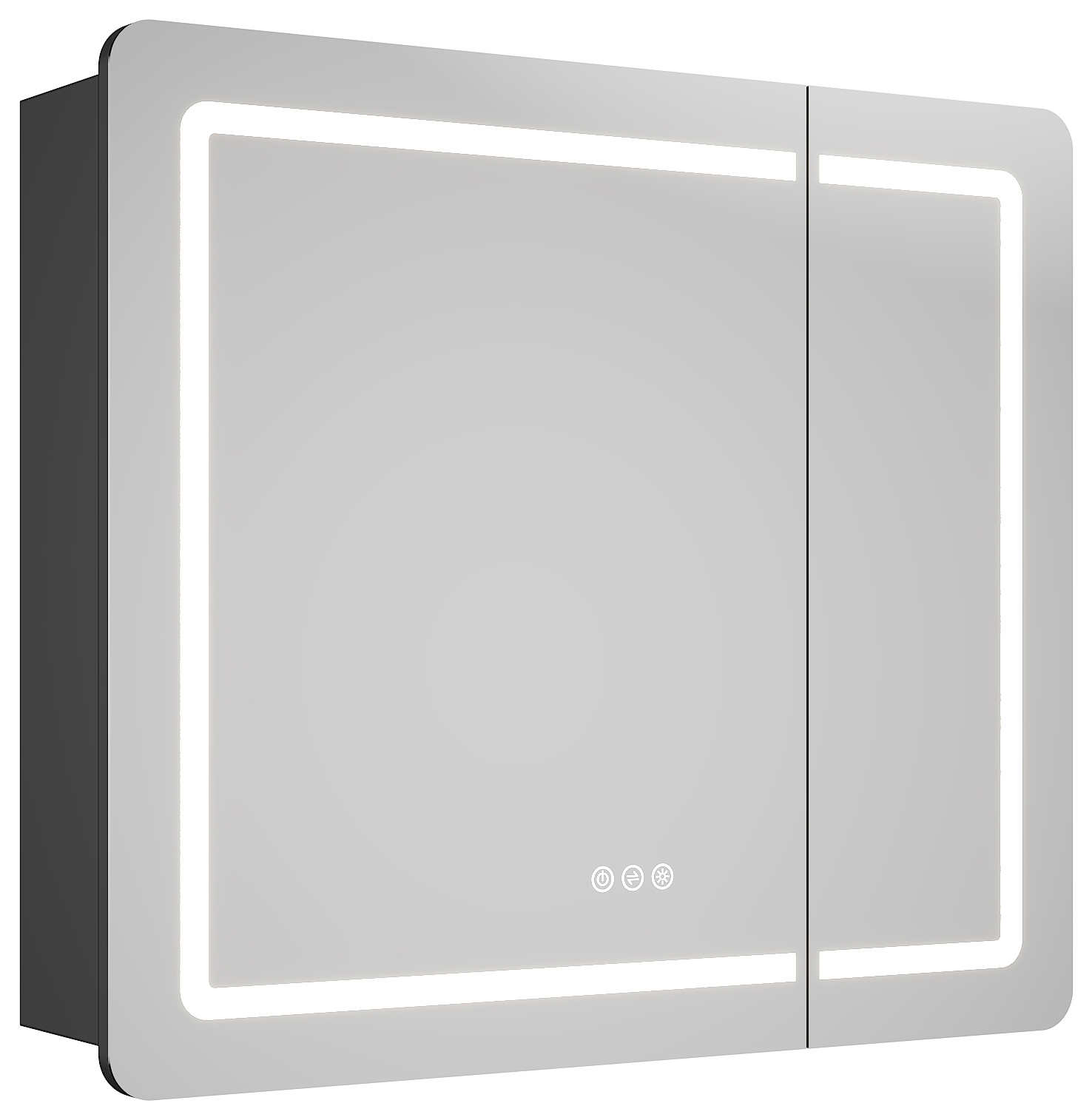 Spiegelschrank Riva 80 cm inkl. LED-Lampe und Glasböden montiert schwarz matt