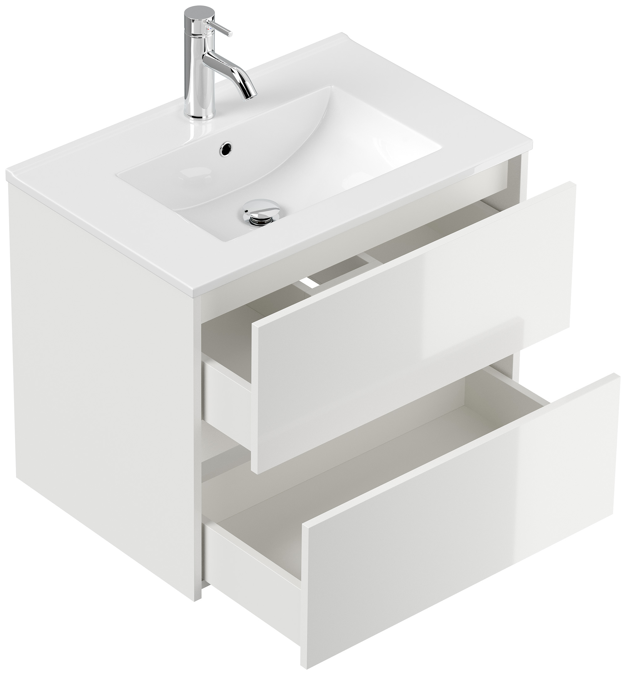 Badmöbelset Taifun 70cm 2tlg mit Spiegelschrank weiß Hgl
