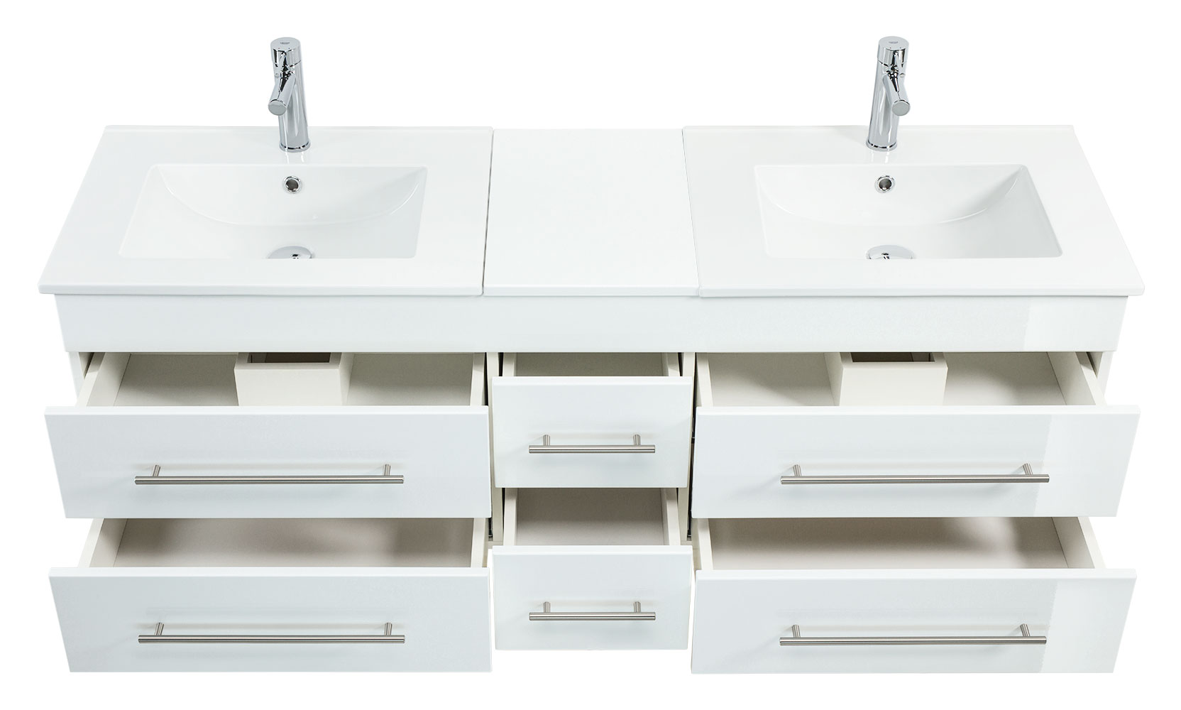Badmöbel Milano XL 172cm Doppel- Waschtisch SoftClose weiss hochglanz