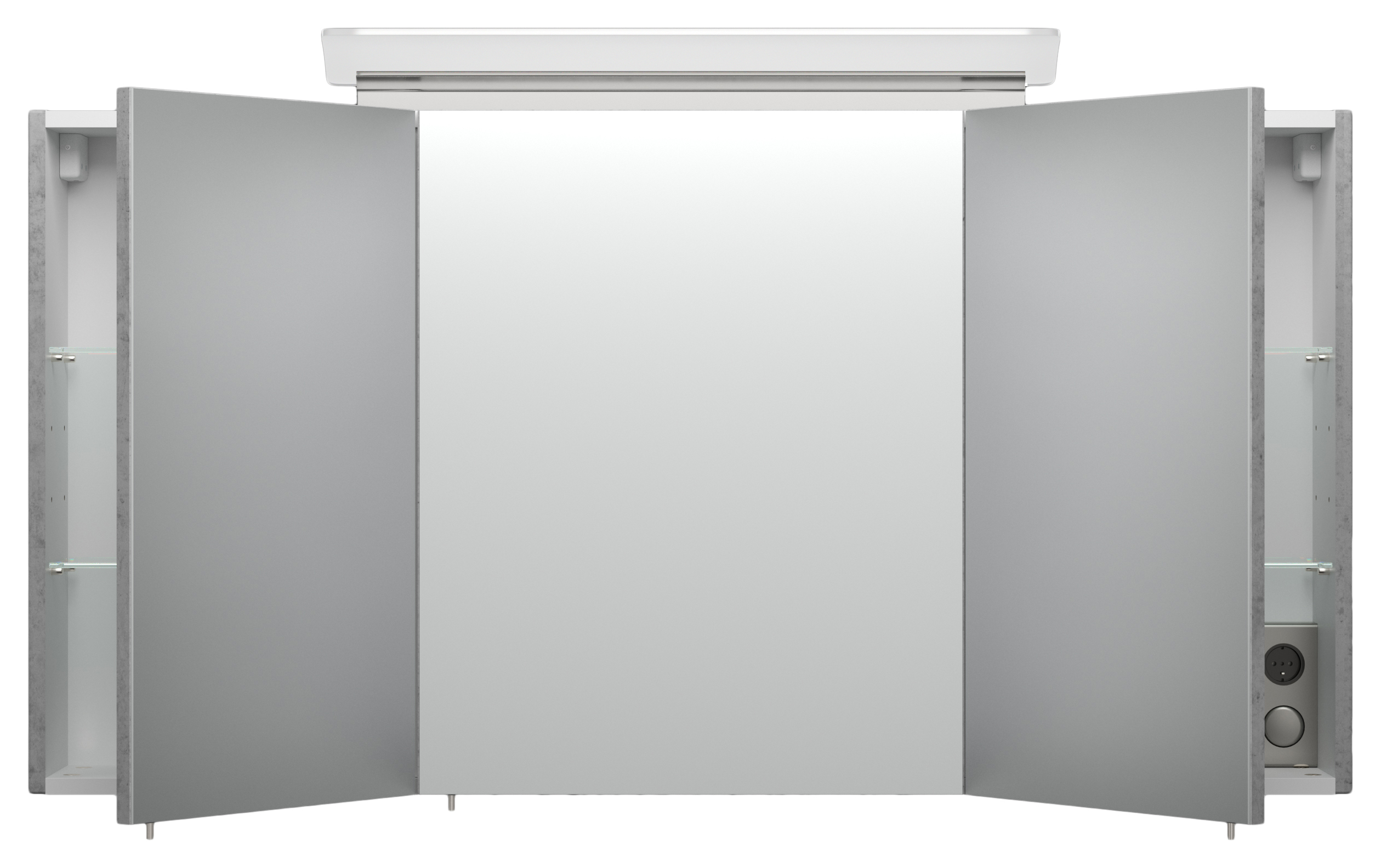 Badmöbelset Helios 4 tlg inkl Spiegelschrank, Hochschränke SoftClose beton