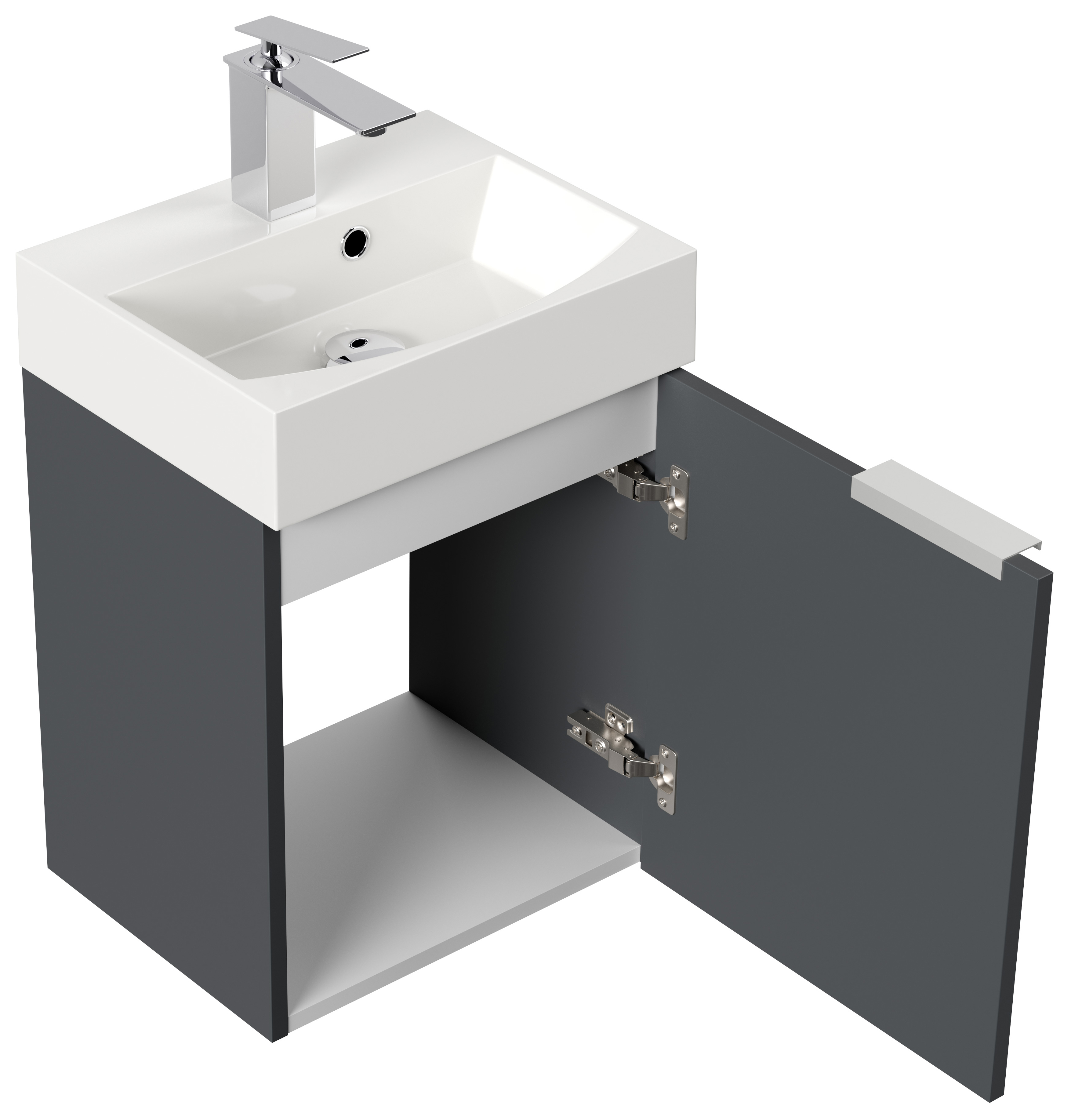 Gäste WC Badmöbel Kubus Slimline 40cm SoftClose grafit
