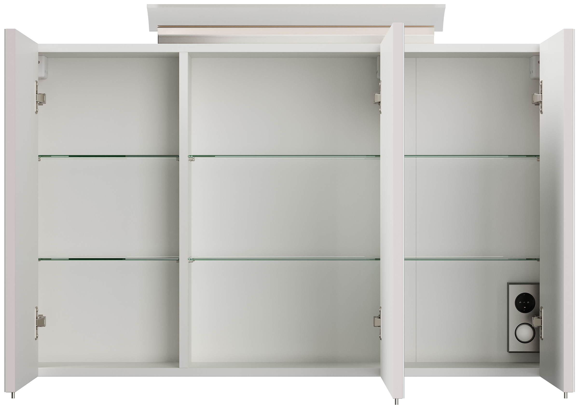 Spiegelschrank 100cm inkl. Design LED-Lampe und Glasböden eiche gold