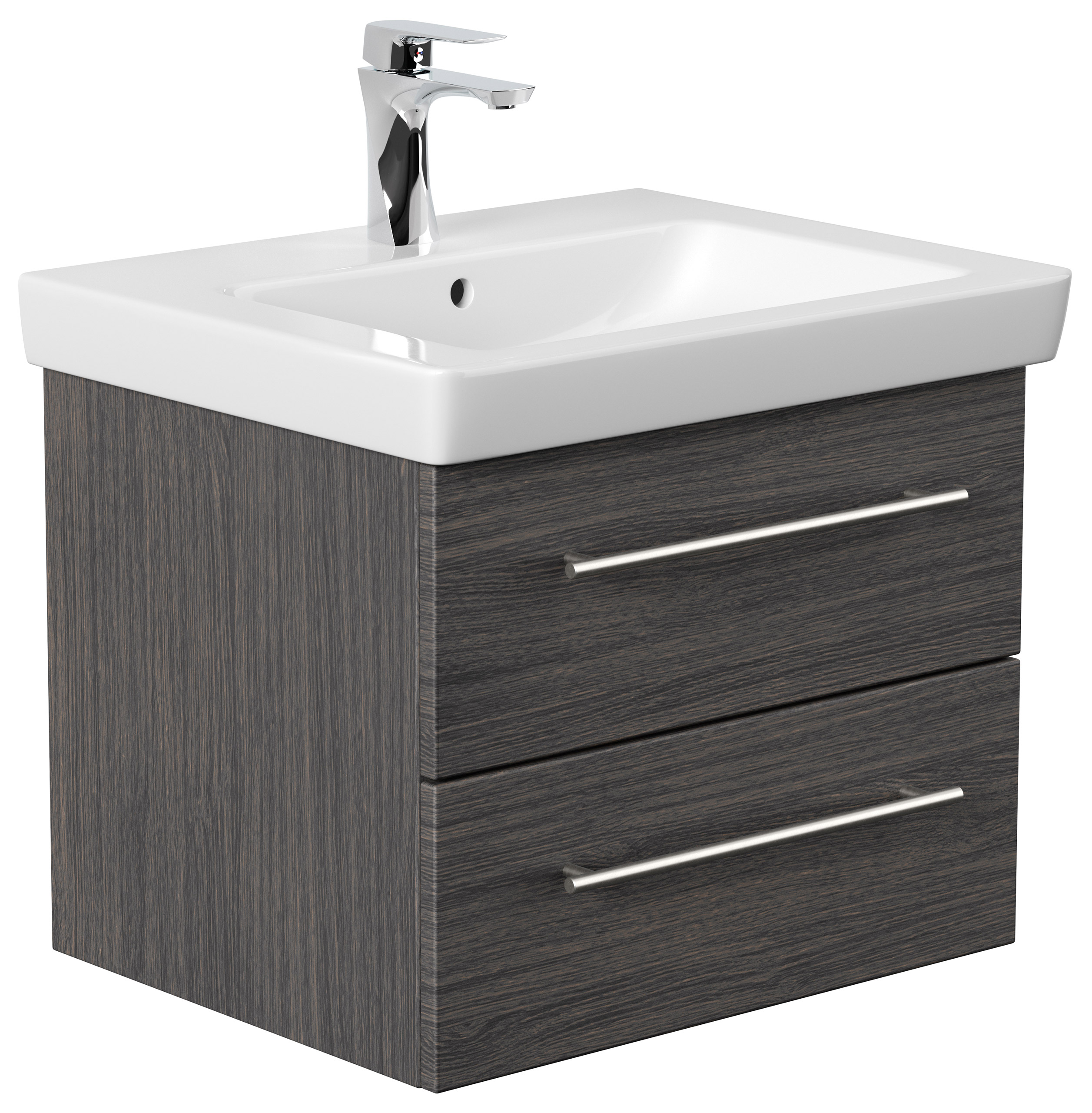Badmöbel mit Villeroy & Boch Subway 2.0 Waschbecken 60 cm anthrazit gemasert