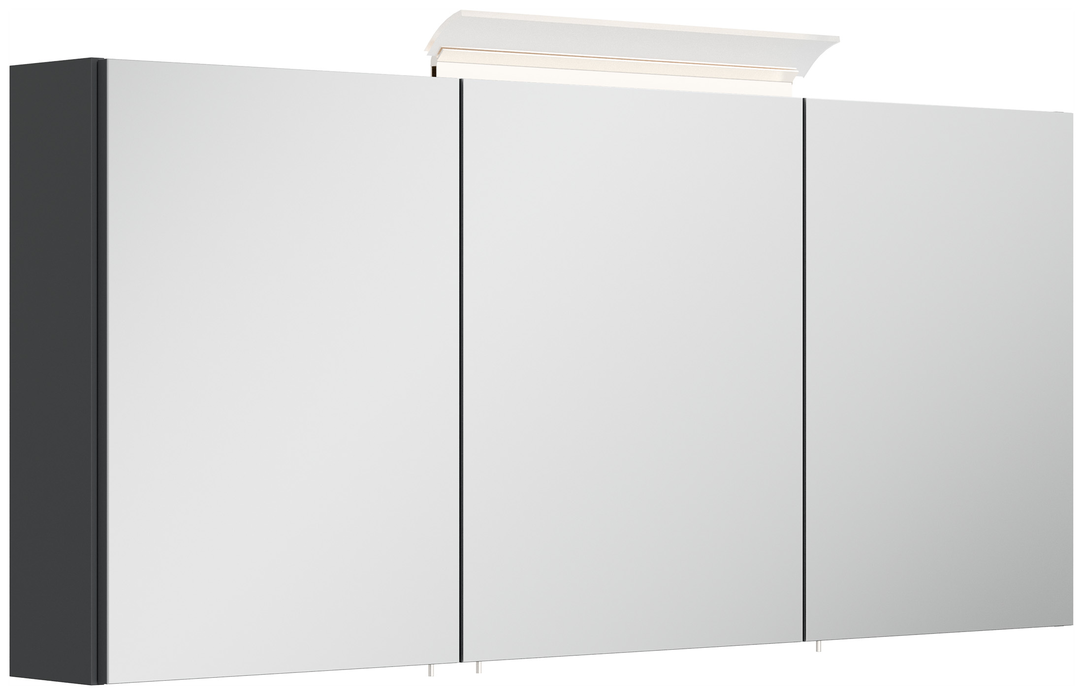 Spiegelschrank 140cm inkl. Design LED-Lampe und Glasböden grafit