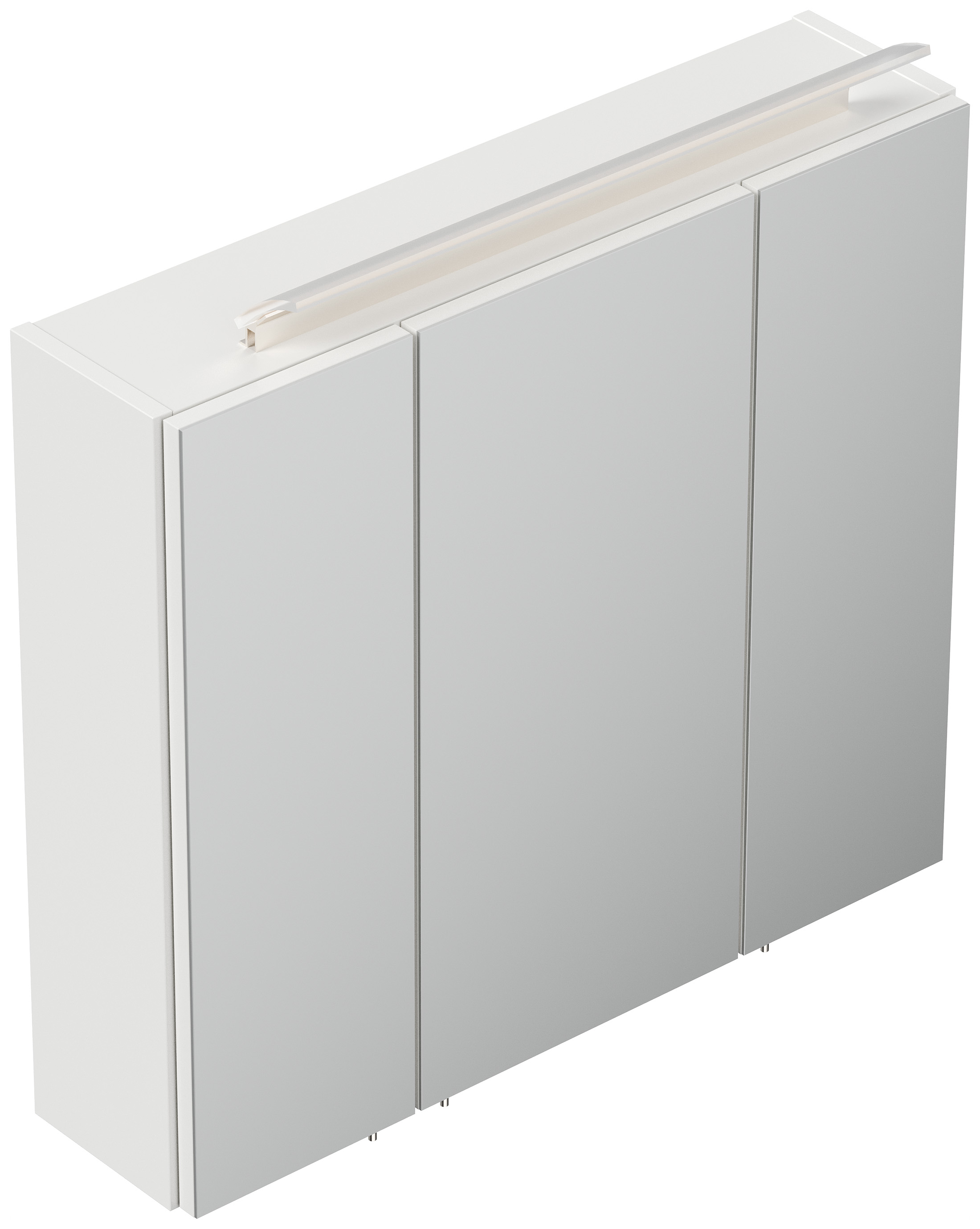 Spiegelschrank 70cm inkl. Design LED-Lampe und Glasböden weiss hochglanz