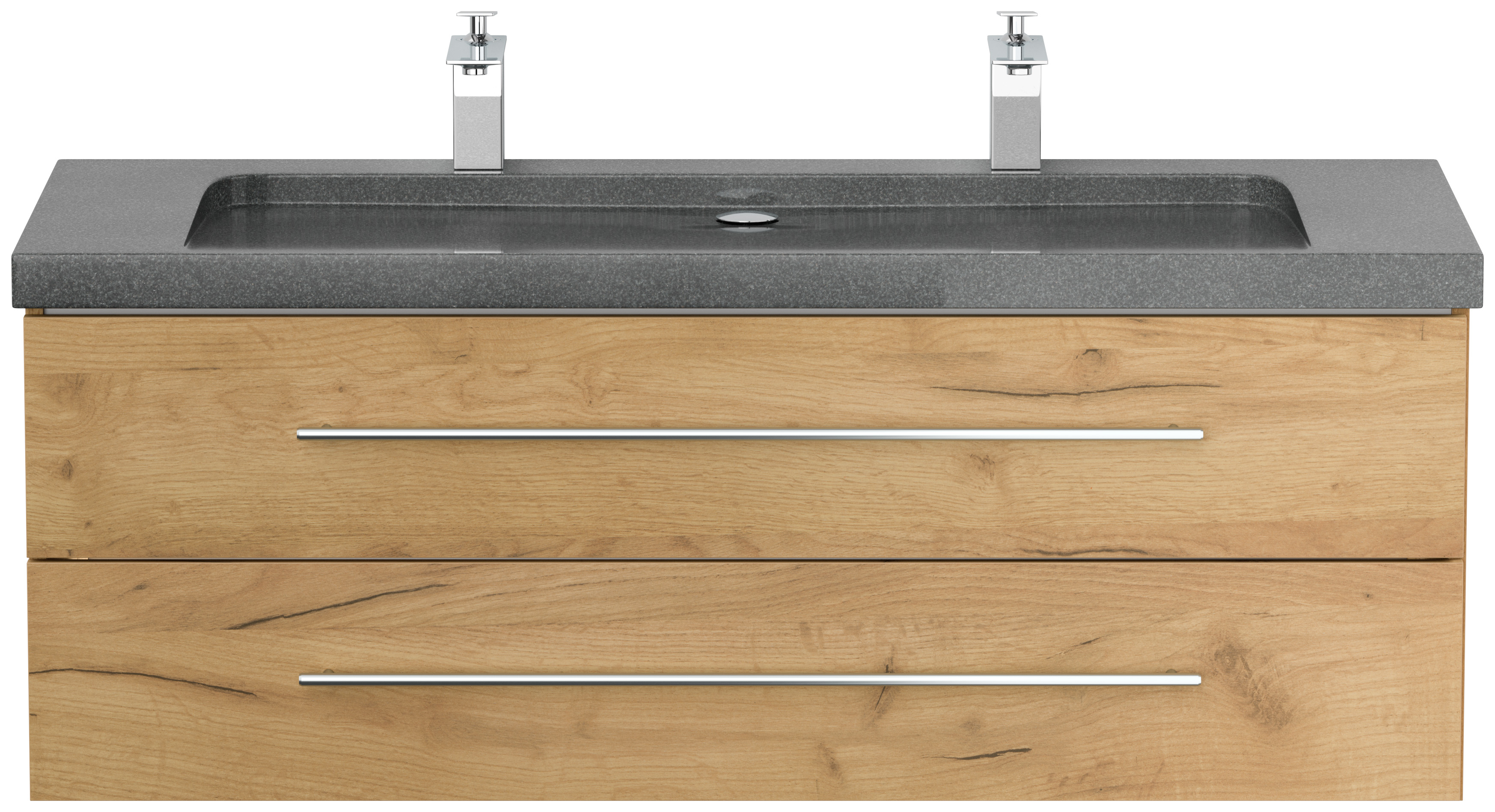 Badmöbel Granit G654 Damo 130 cm 2 Hahnlöcher SoftClose eiche gold