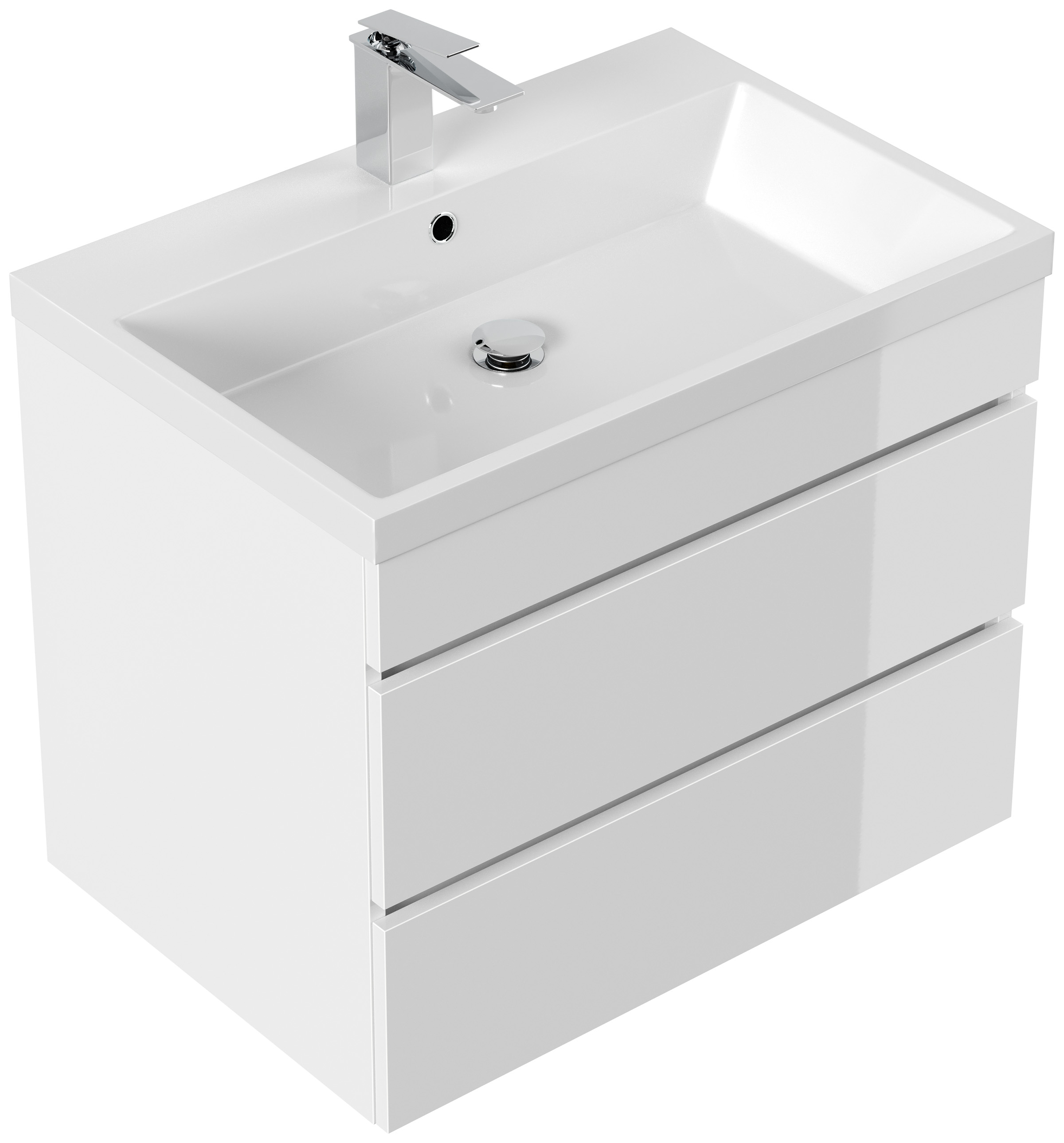 Badmöbel Via 70 SoftClose weiss hochglanz mit grifflosen Schubladen