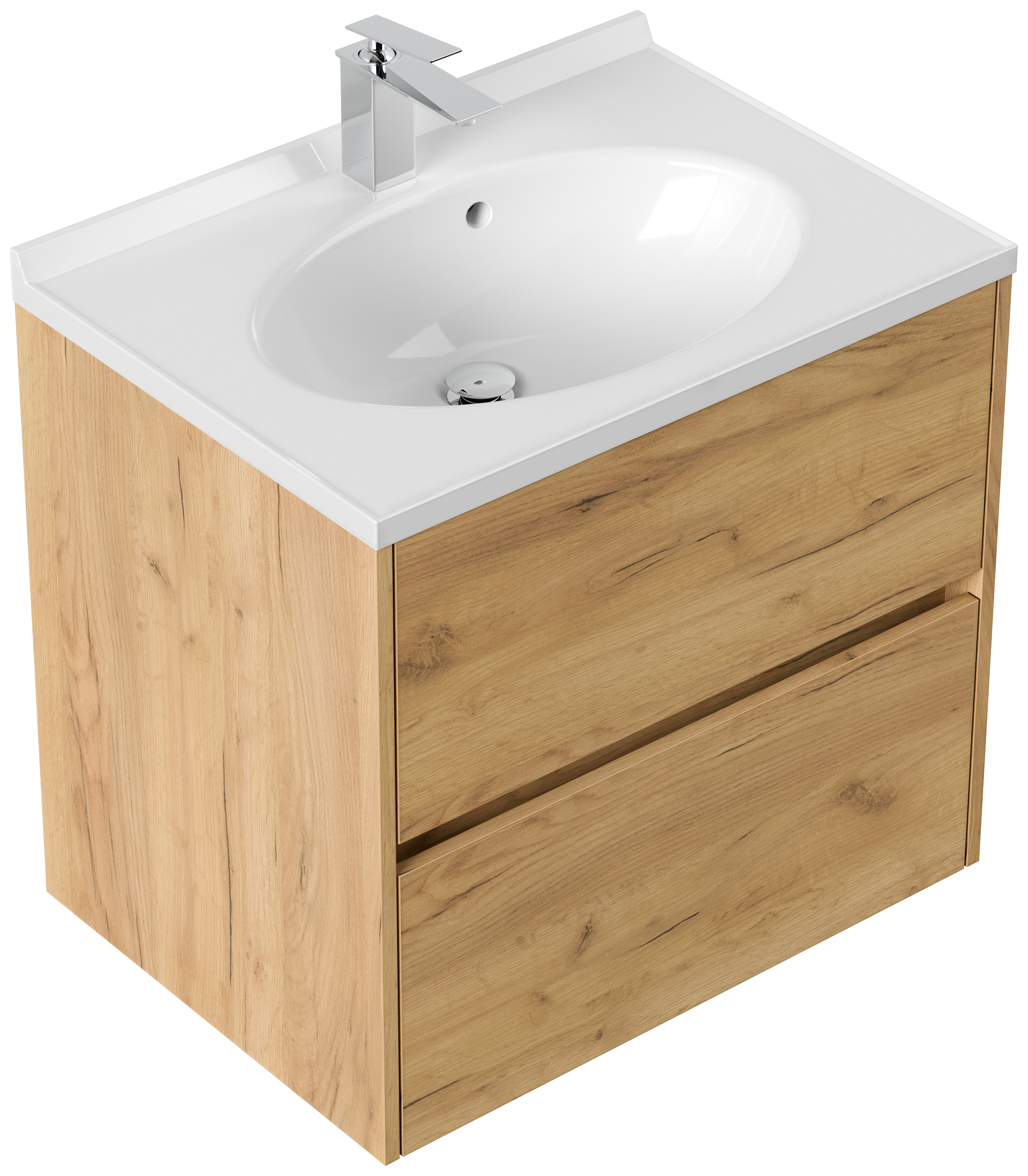 Badmöbel Rina & Waschtisch 70cm 2 Greifraum SoftClose Auszüge eiche gold