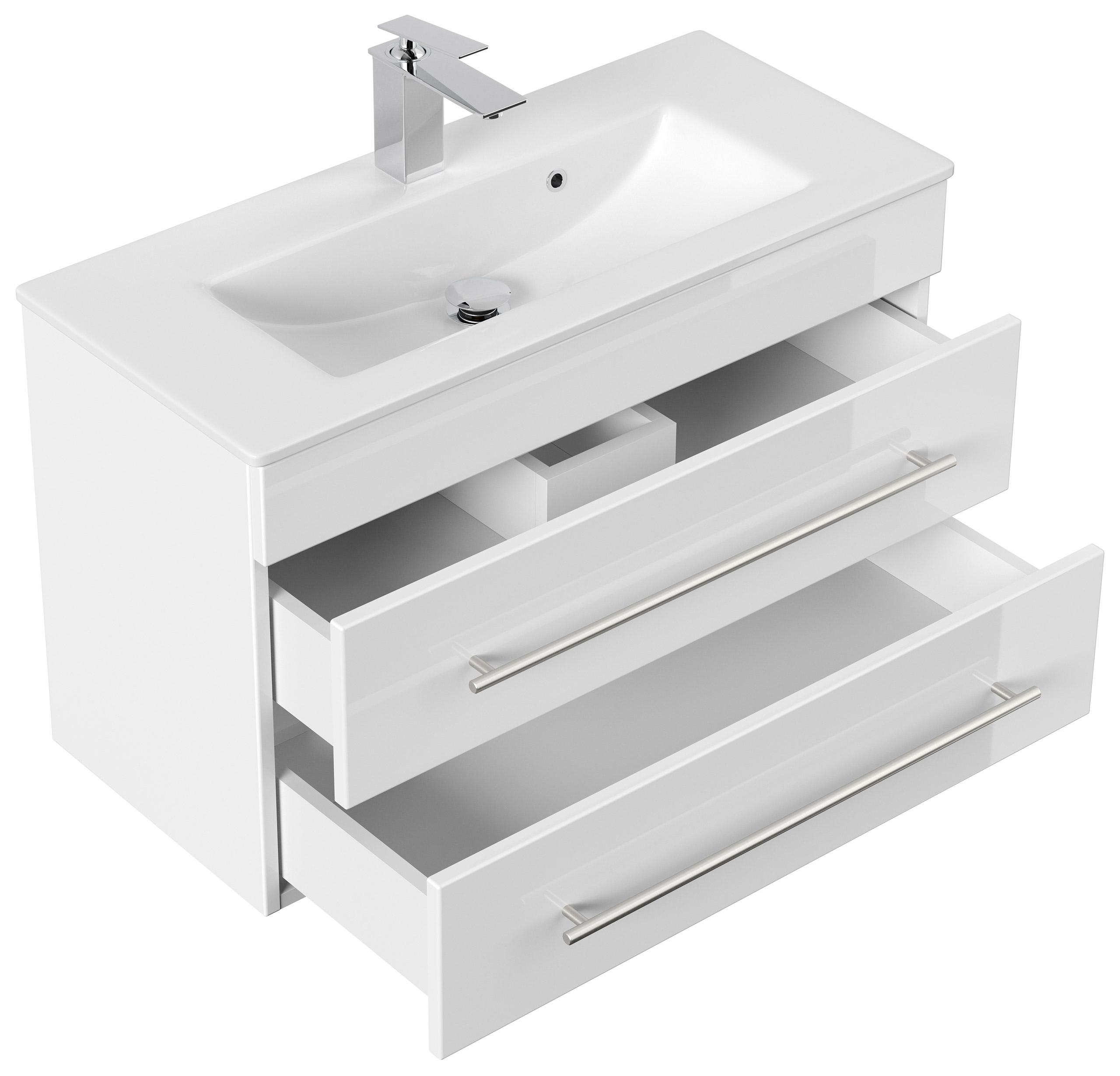 Badmöbel Mars 800 SlimLine SoftClose weiss hochglanz Badmöbel Mars 800 SlimLine SoftClose weiss hochglanz