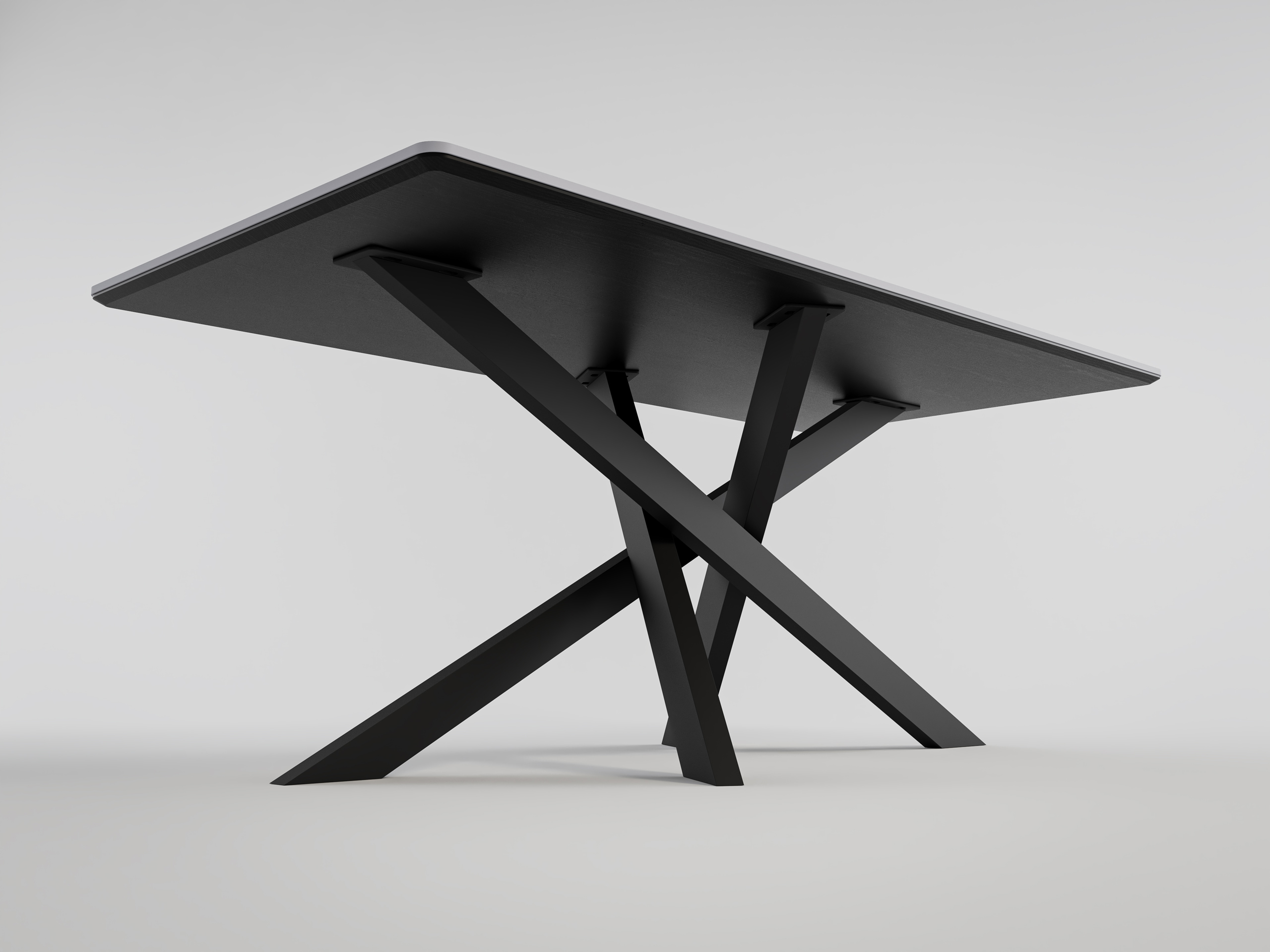 Esszimmertisch ELLEN 180x90cm weiße Keramikplatte schwarzes Kreuzgestell